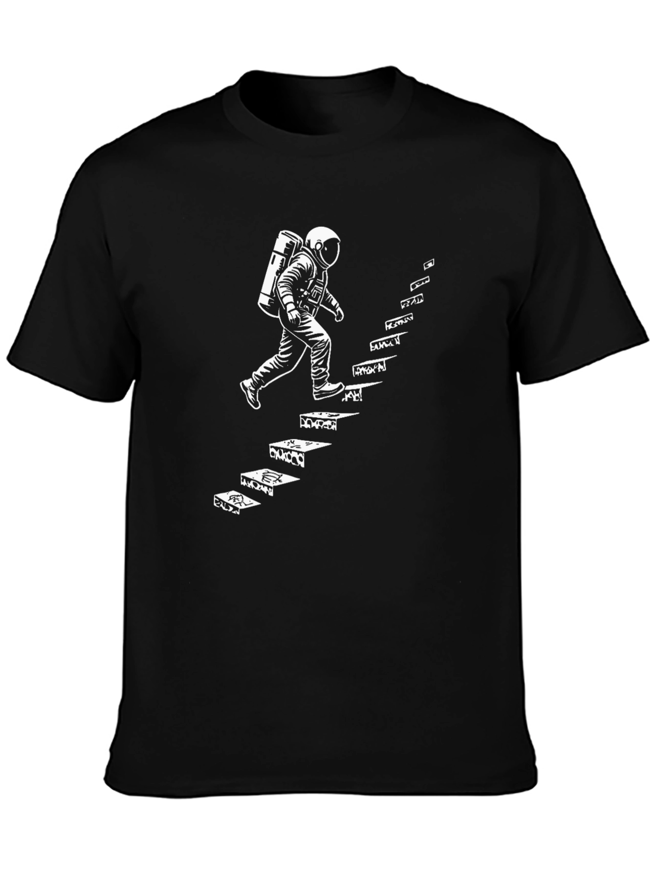 Astronaut Steps Graphic T-Shirt - Black