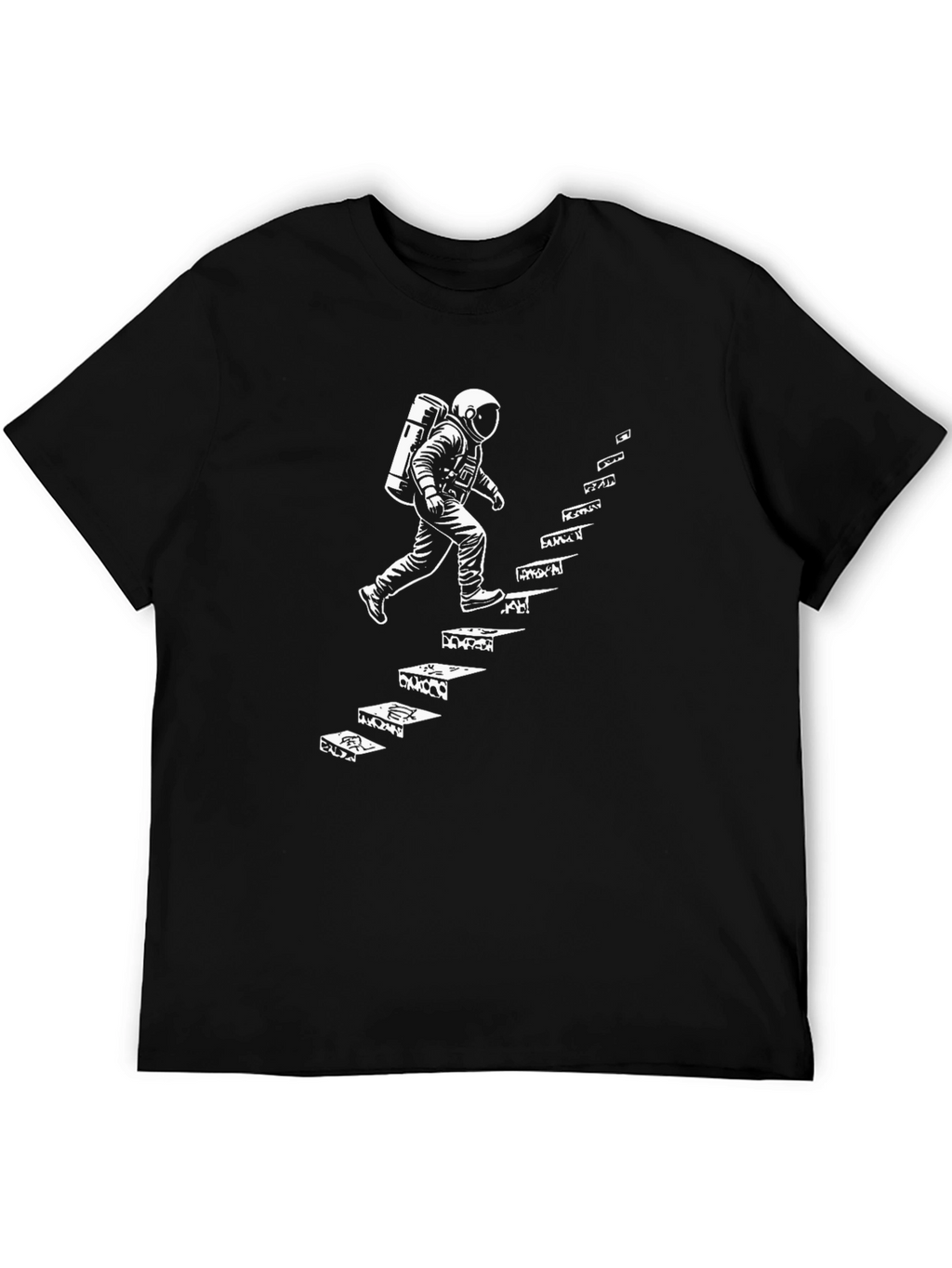 Astronaut Steps Graphic T-Shirt - Black