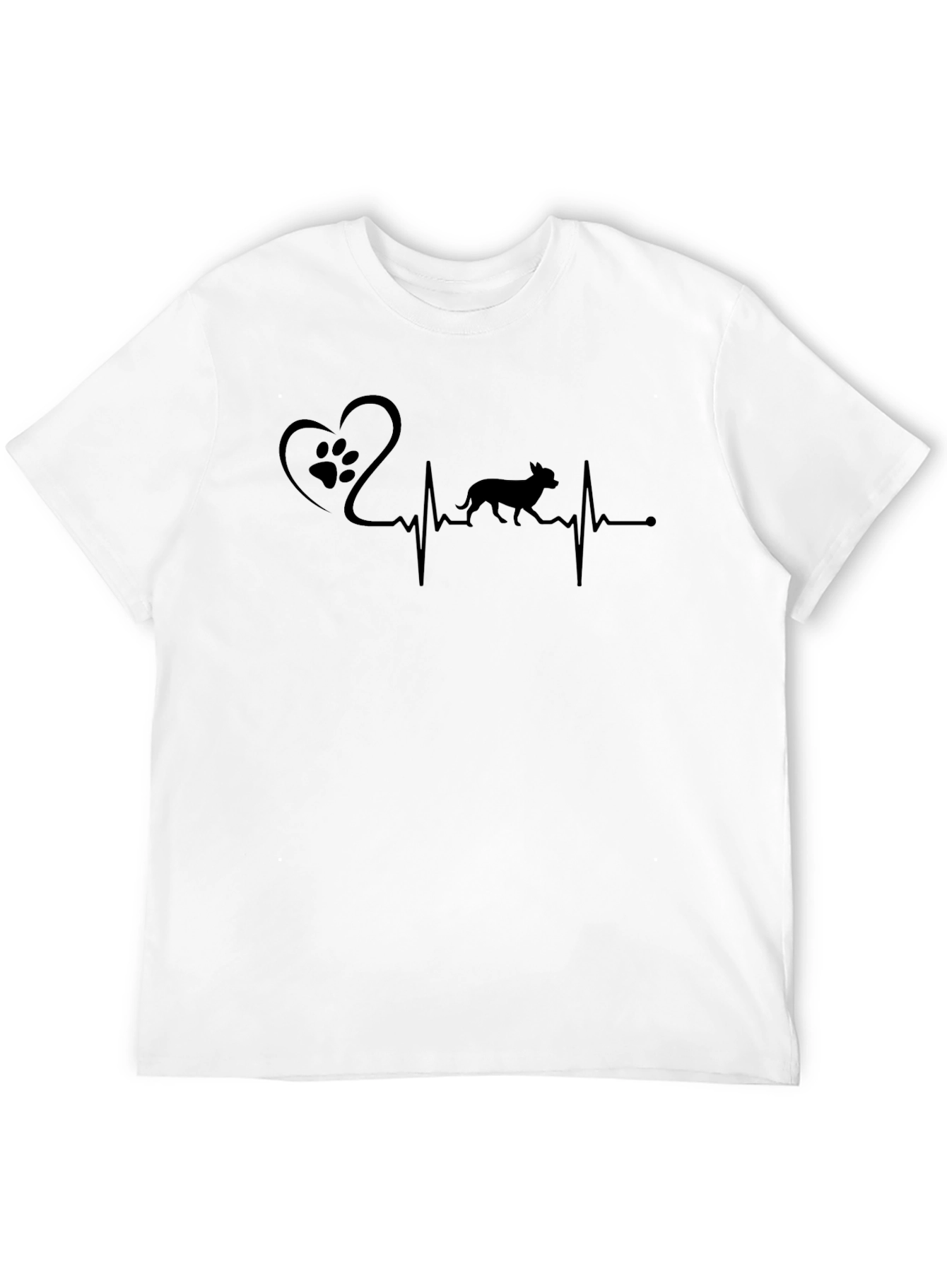 Dog Paw Heartbeat T-Shirt - Mens Black Graphic Tee