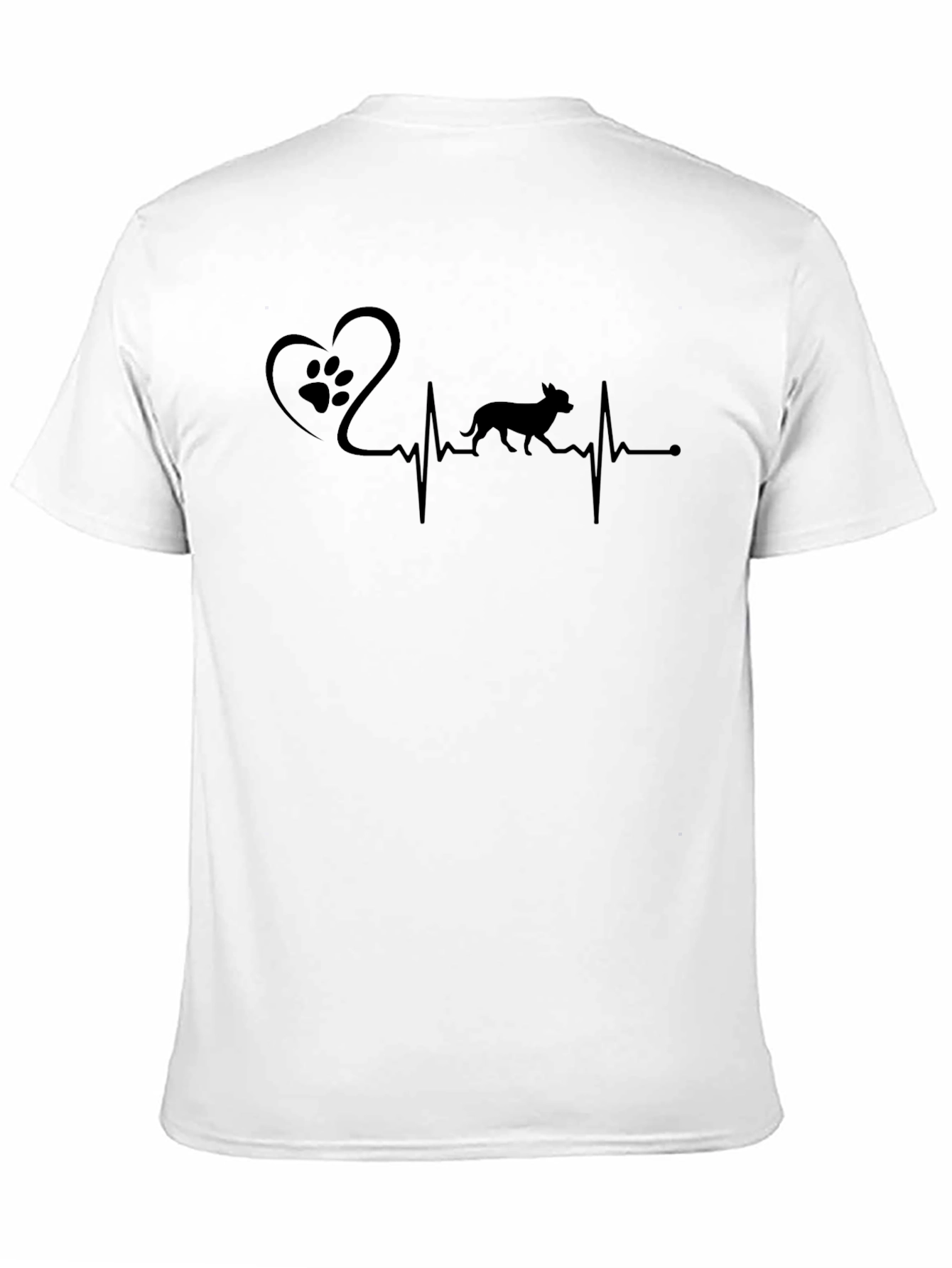 Dog Paw Heartbeat T-Shirt - Mens Black Graphic Tee