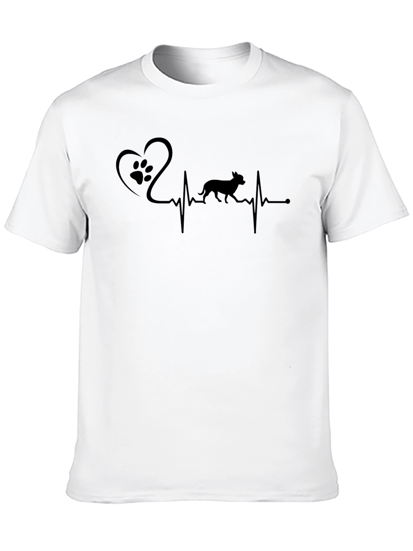 Dog Paw Heartbeat T-Shirt - Mens Black Graphic Tee
