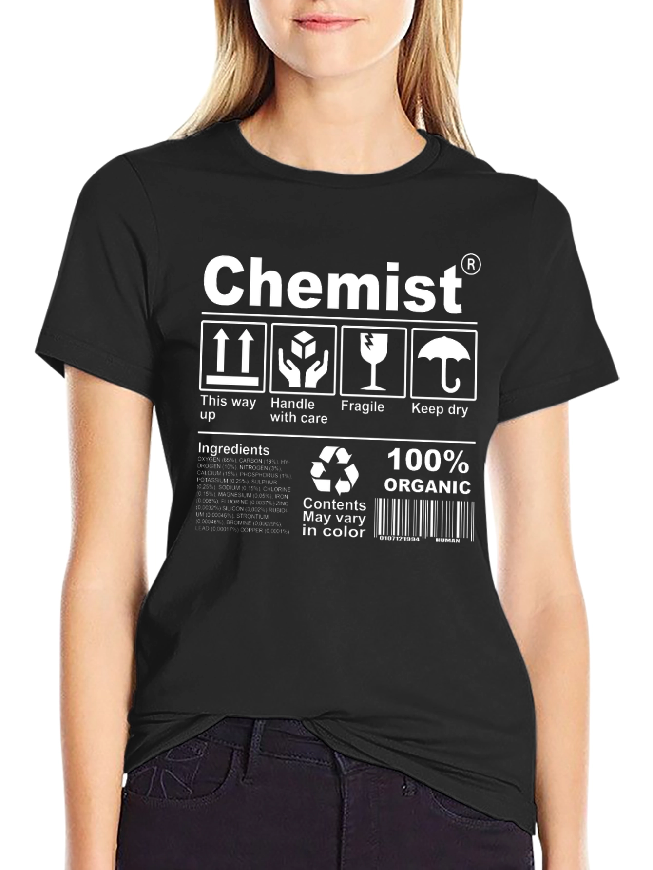 Chemist T-Shirt: 100% Organic Handle with Care