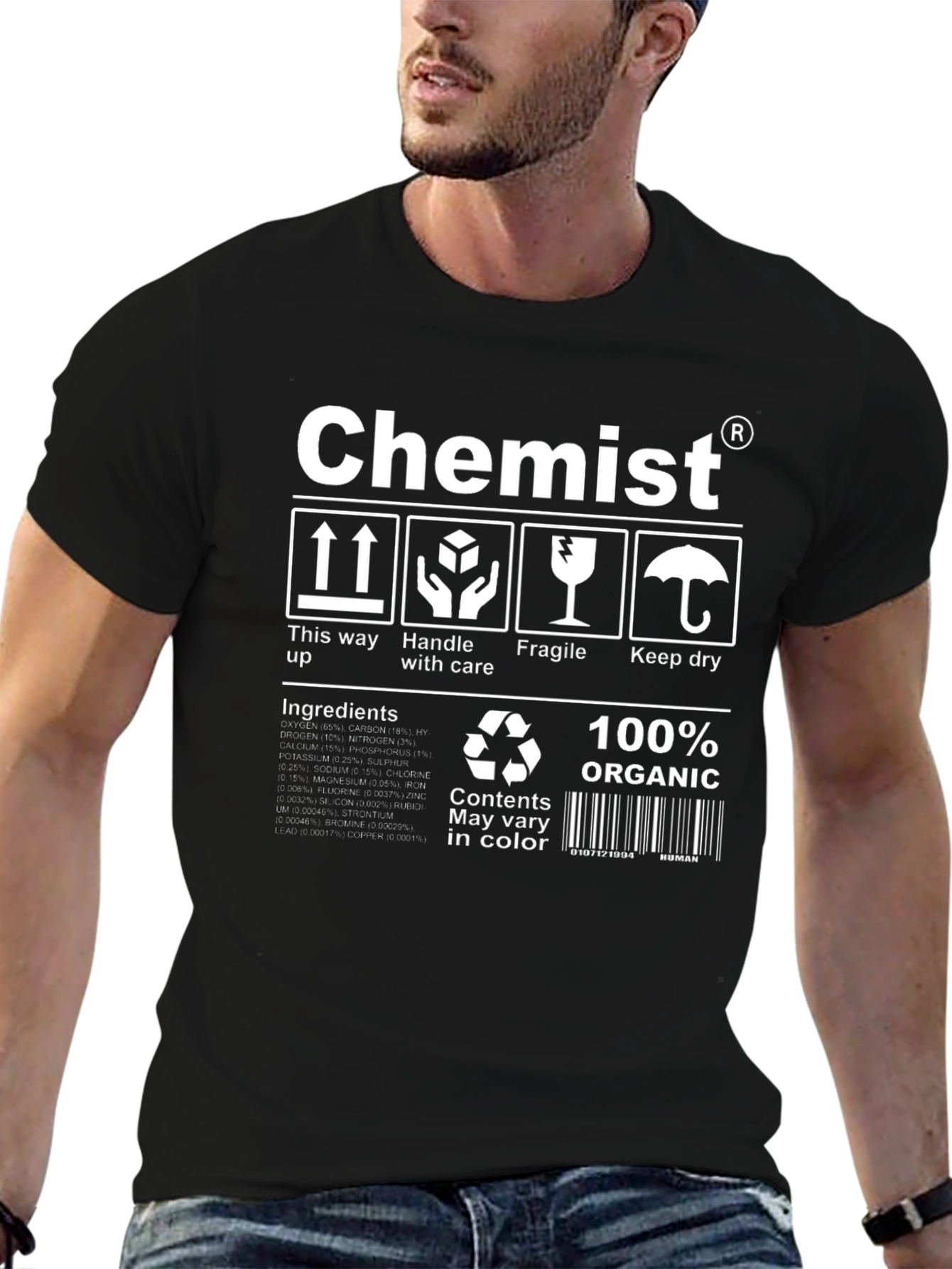 Chemist T-Shirt: 100% Organic Handle with Care