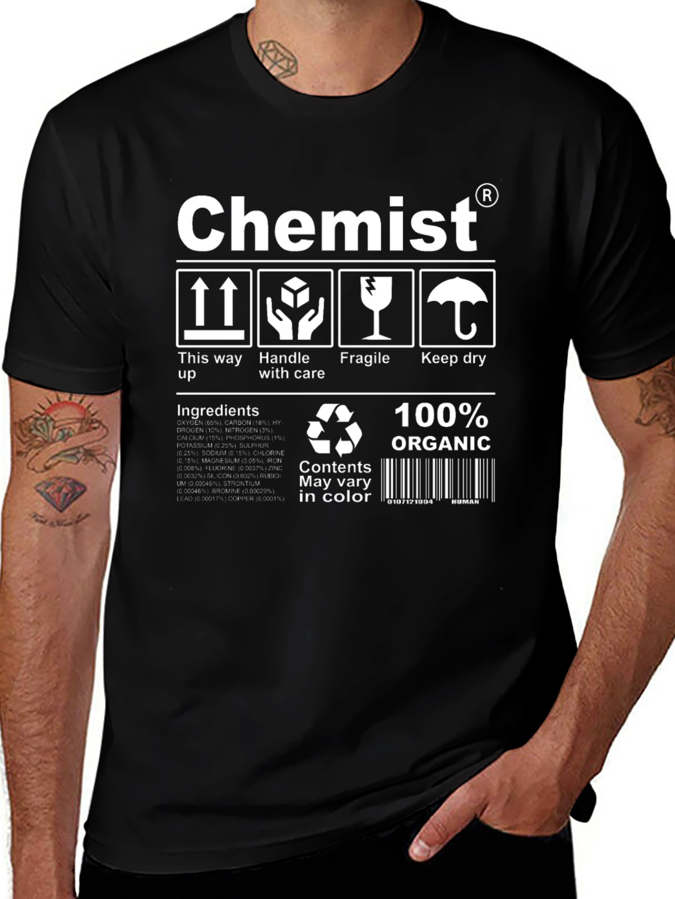 Chemist T-Shirt: 100% Organic Handle with Care