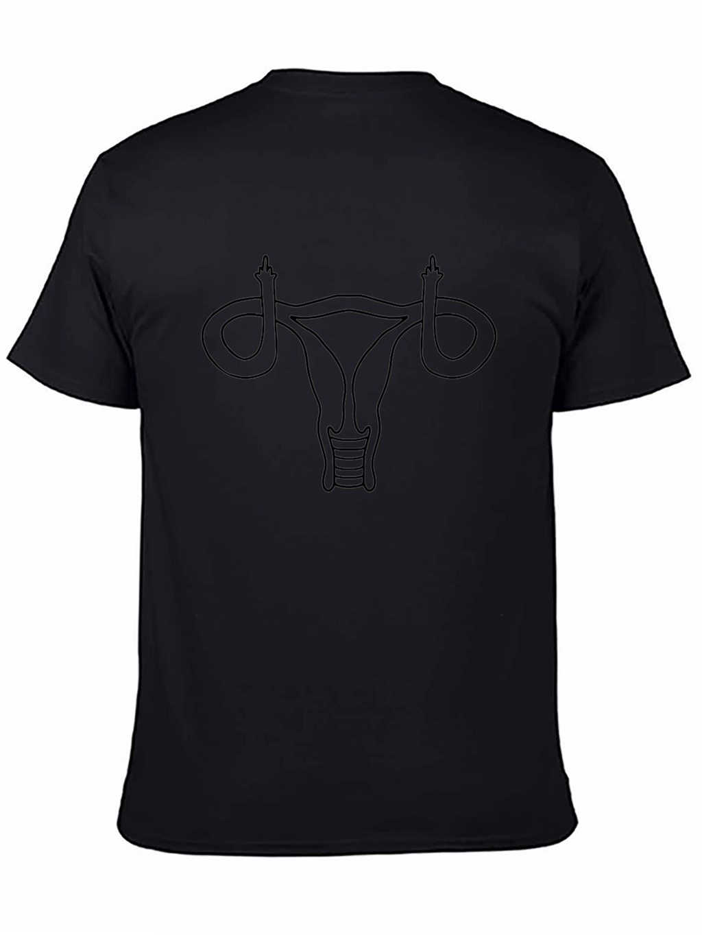 Black Uterus Middle Finger Graphic Tee