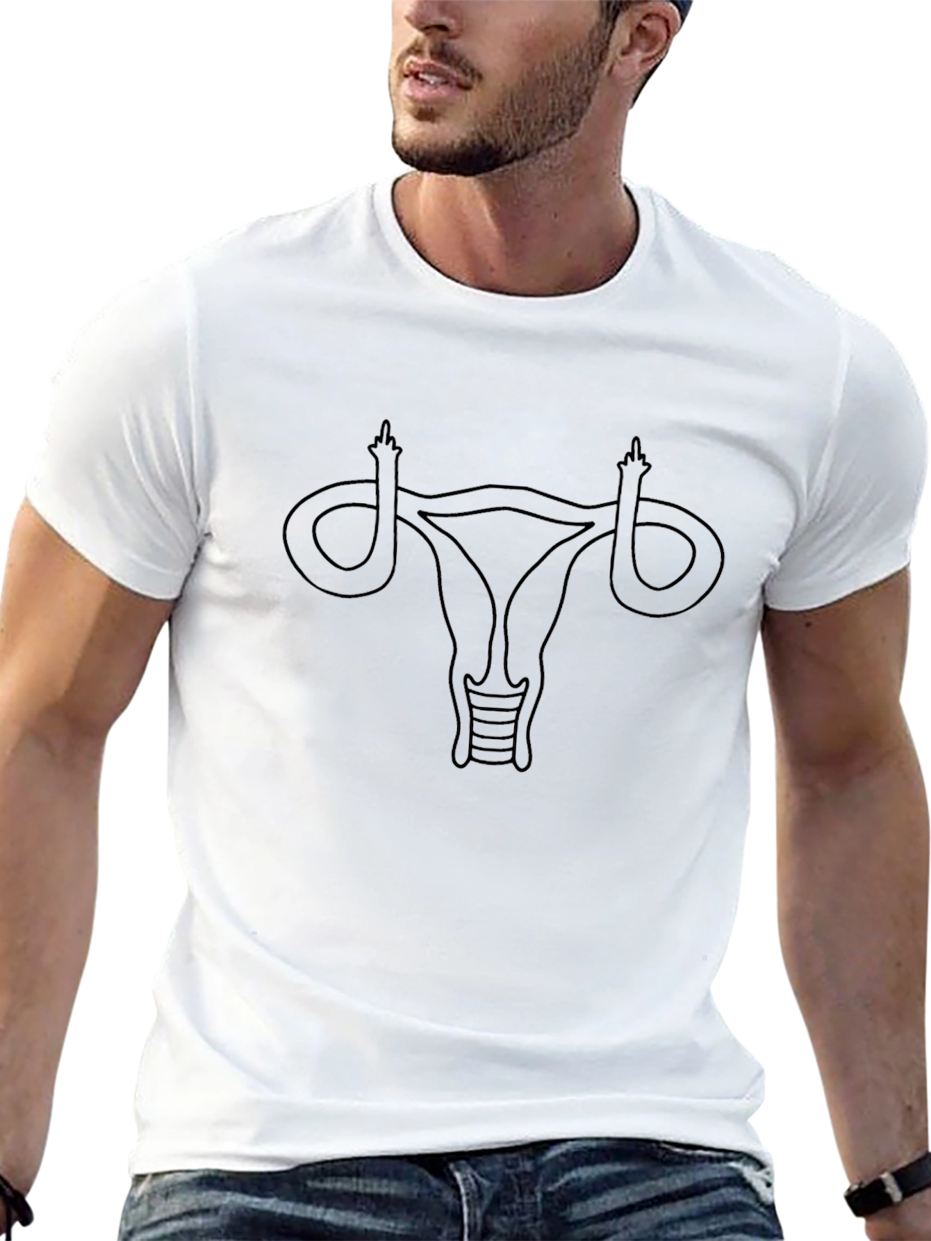 Black Uterus Middle Finger Graphic Tee