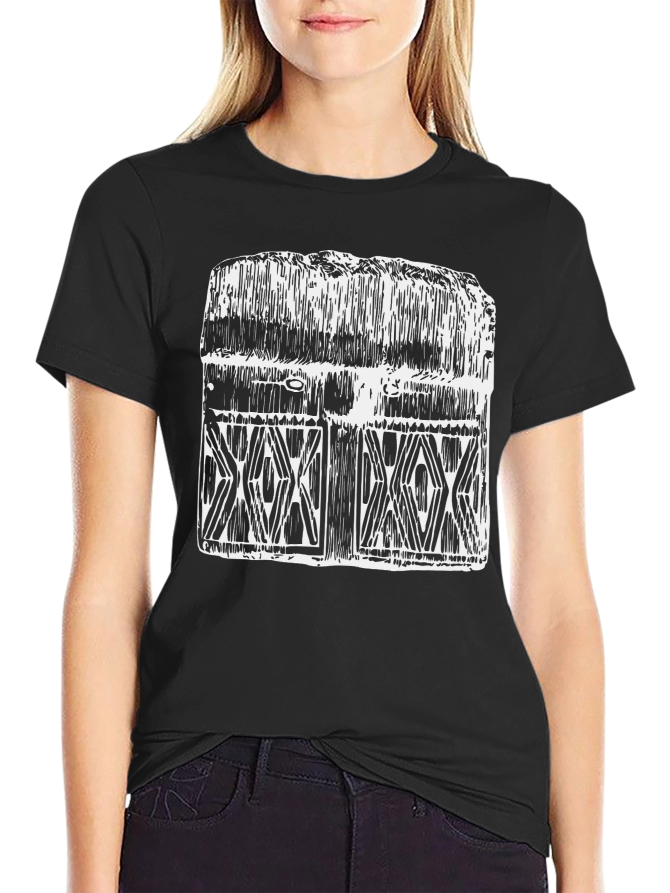 Graphic Tee: Unique Hand-Drawn Chest Design - Black