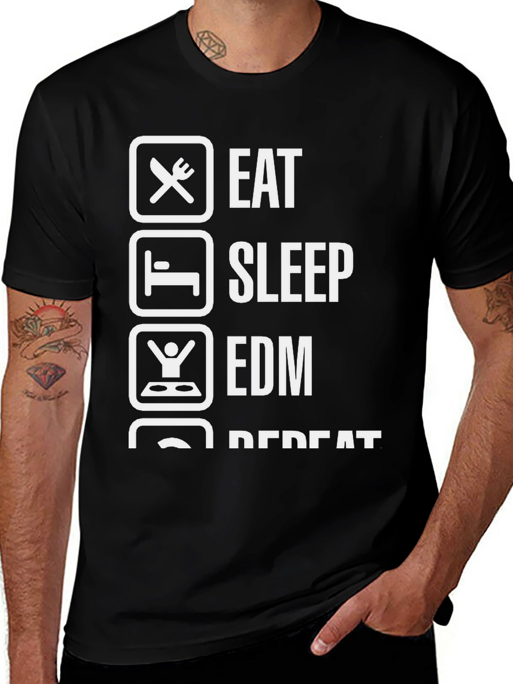 Eat Sleep EDM Repeat Black T-Shirt