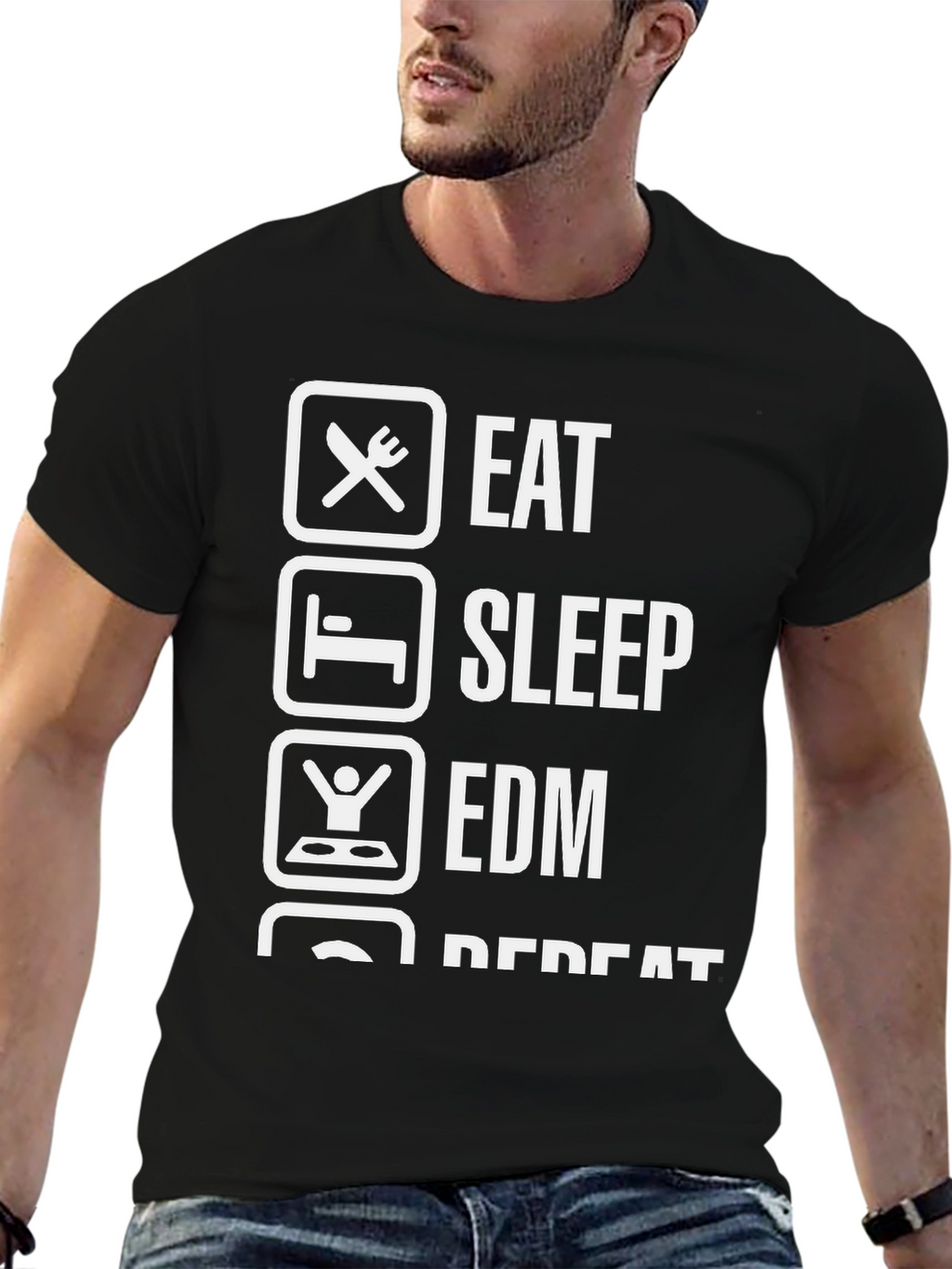 Eat Sleep EDM Repeat Black T-Shirt