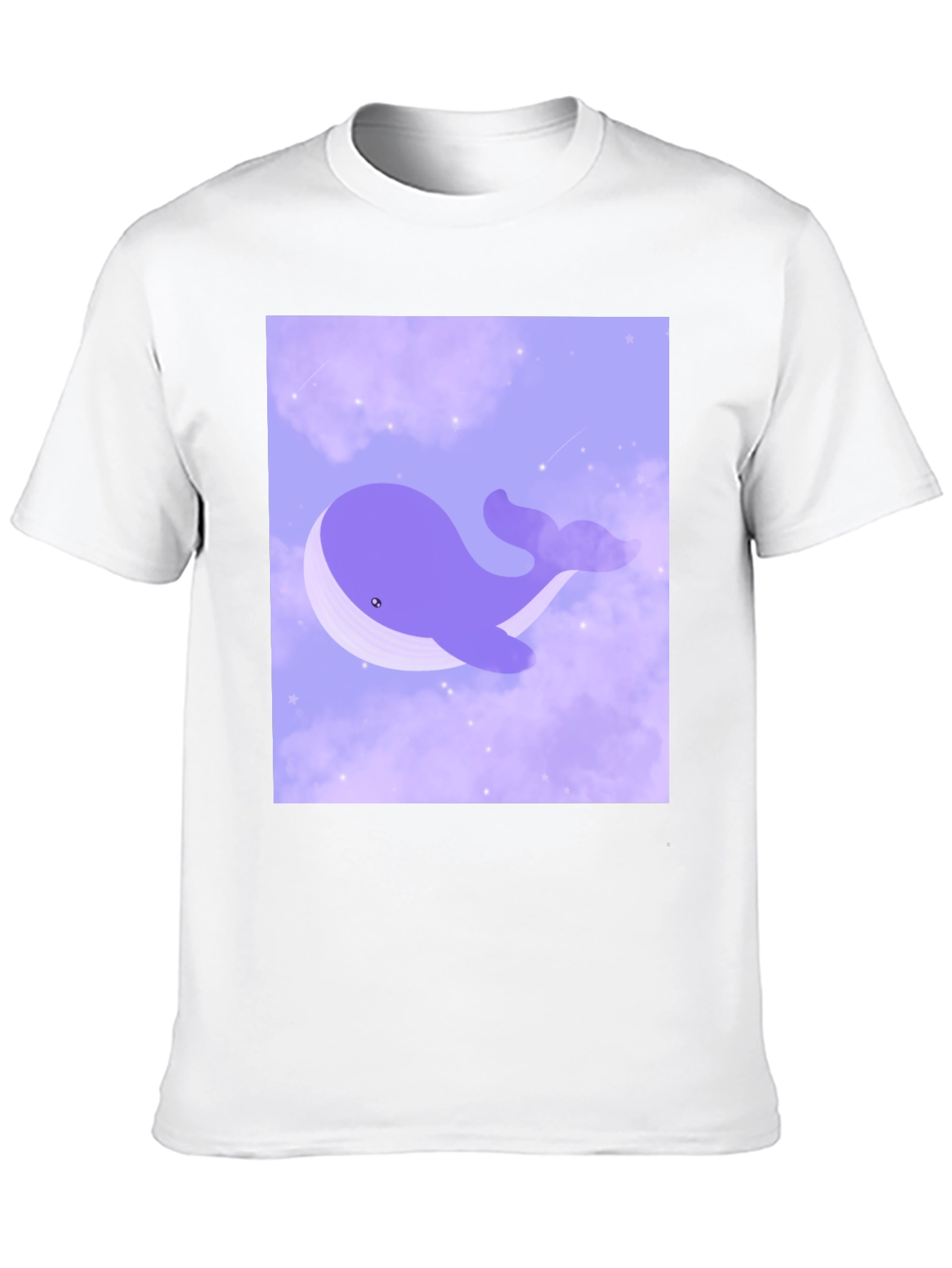 Whimsical Whale in Clouds Graphic Tee - Black