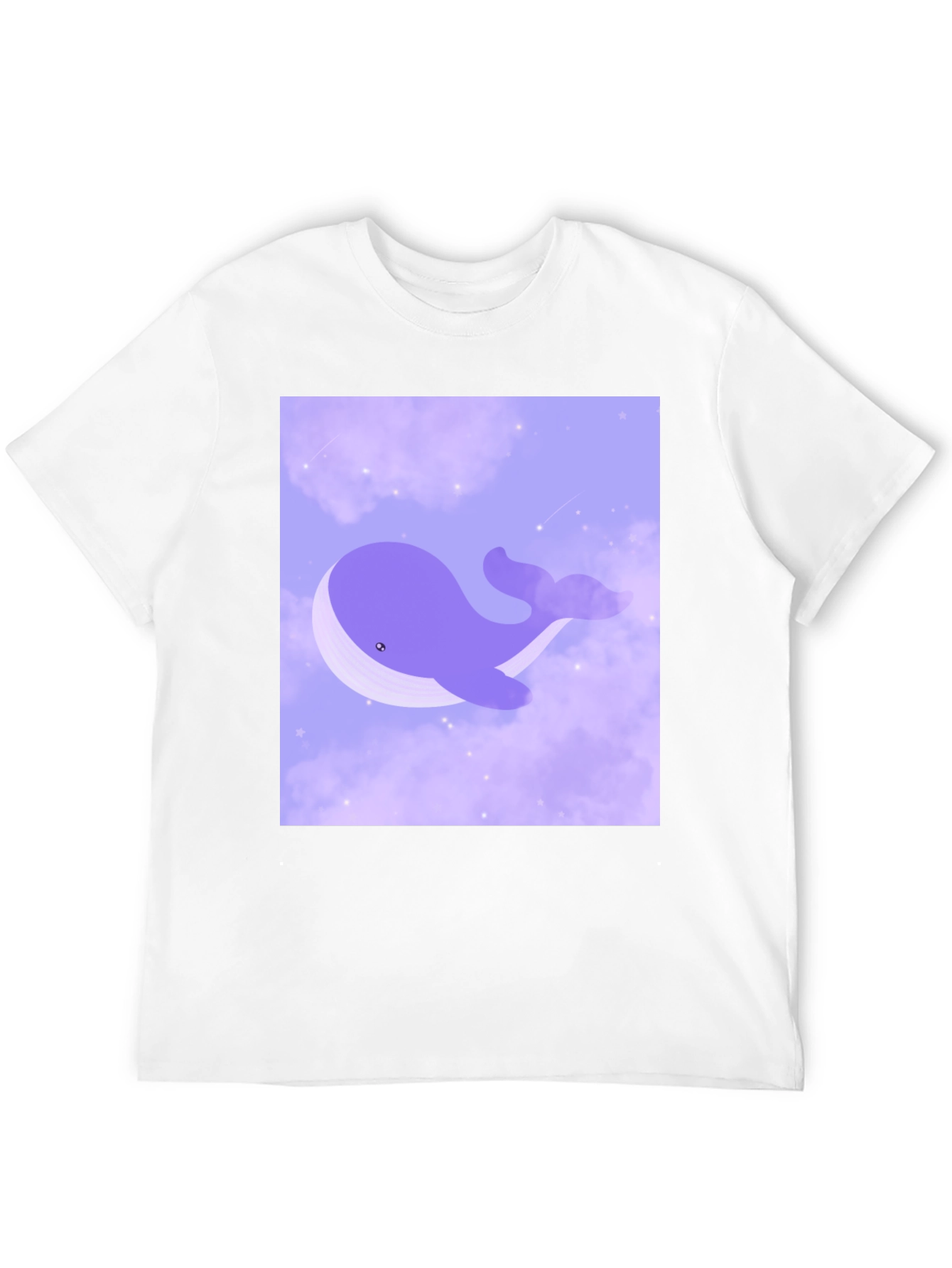 Whimsical Whale in Clouds Graphic Tee - Black