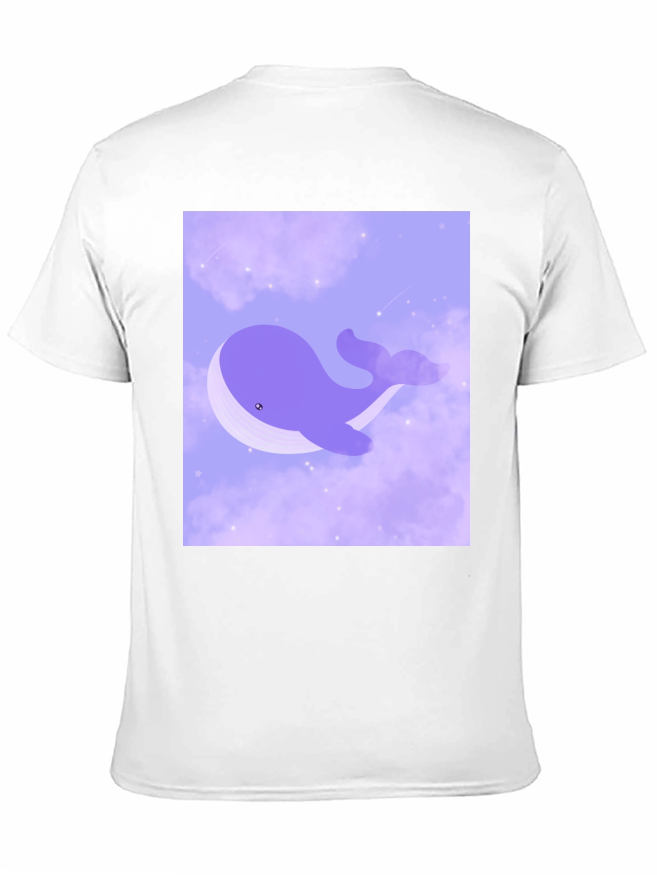 Whimsical Whale in Clouds Graphic Tee - Black