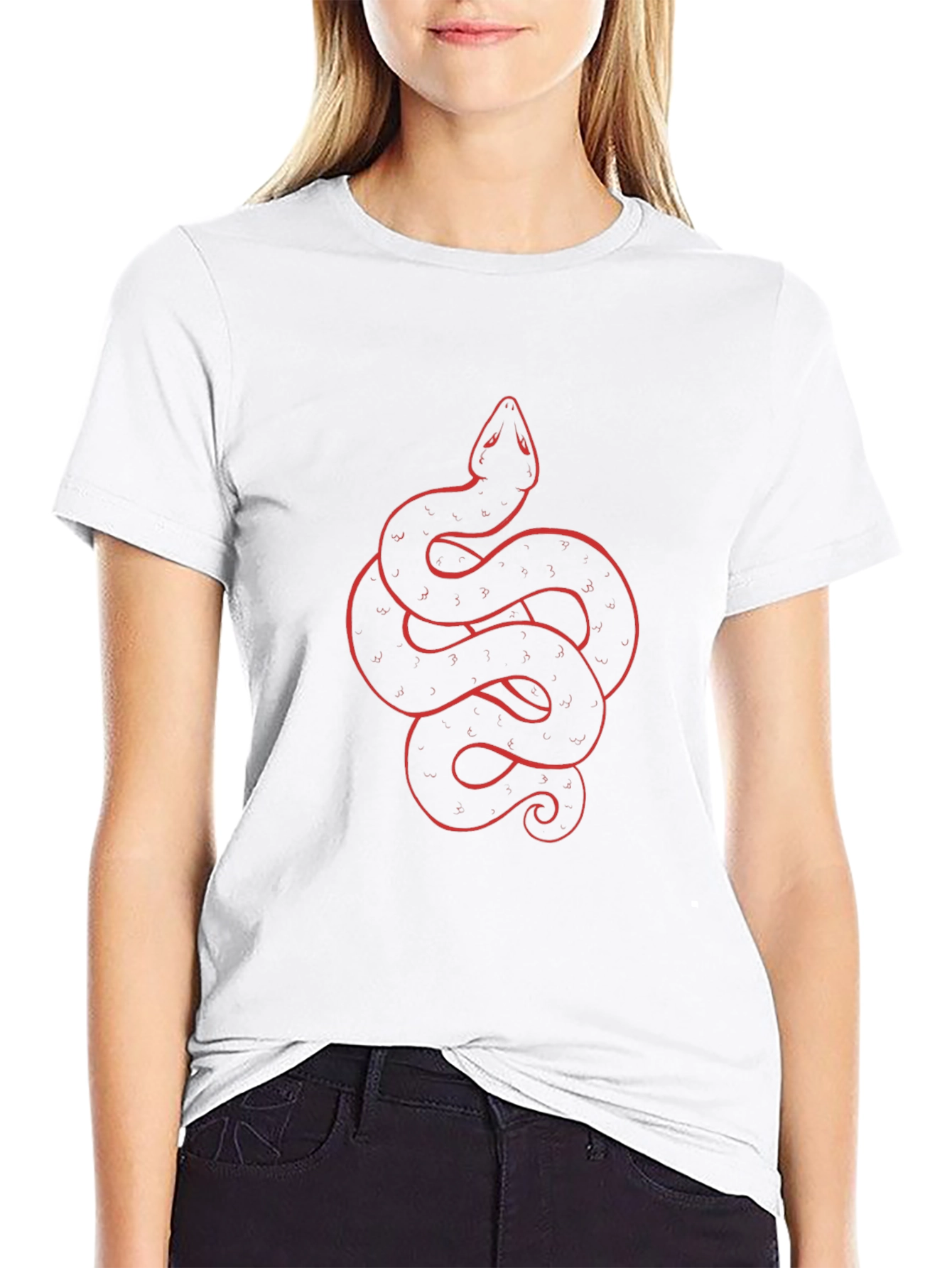 Black Tee with Red Snake Graphic