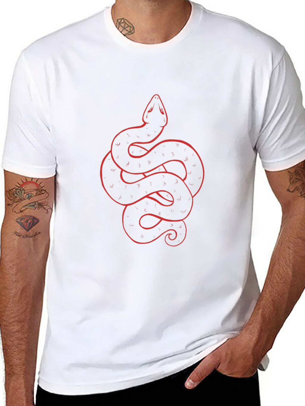 Black Tee with Red Snake Graphic