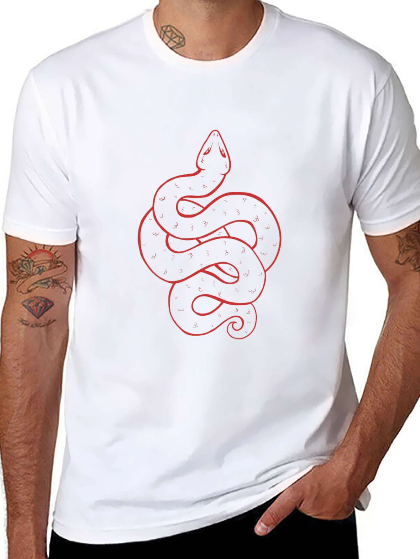 Black Tee with Red Snake Graphic