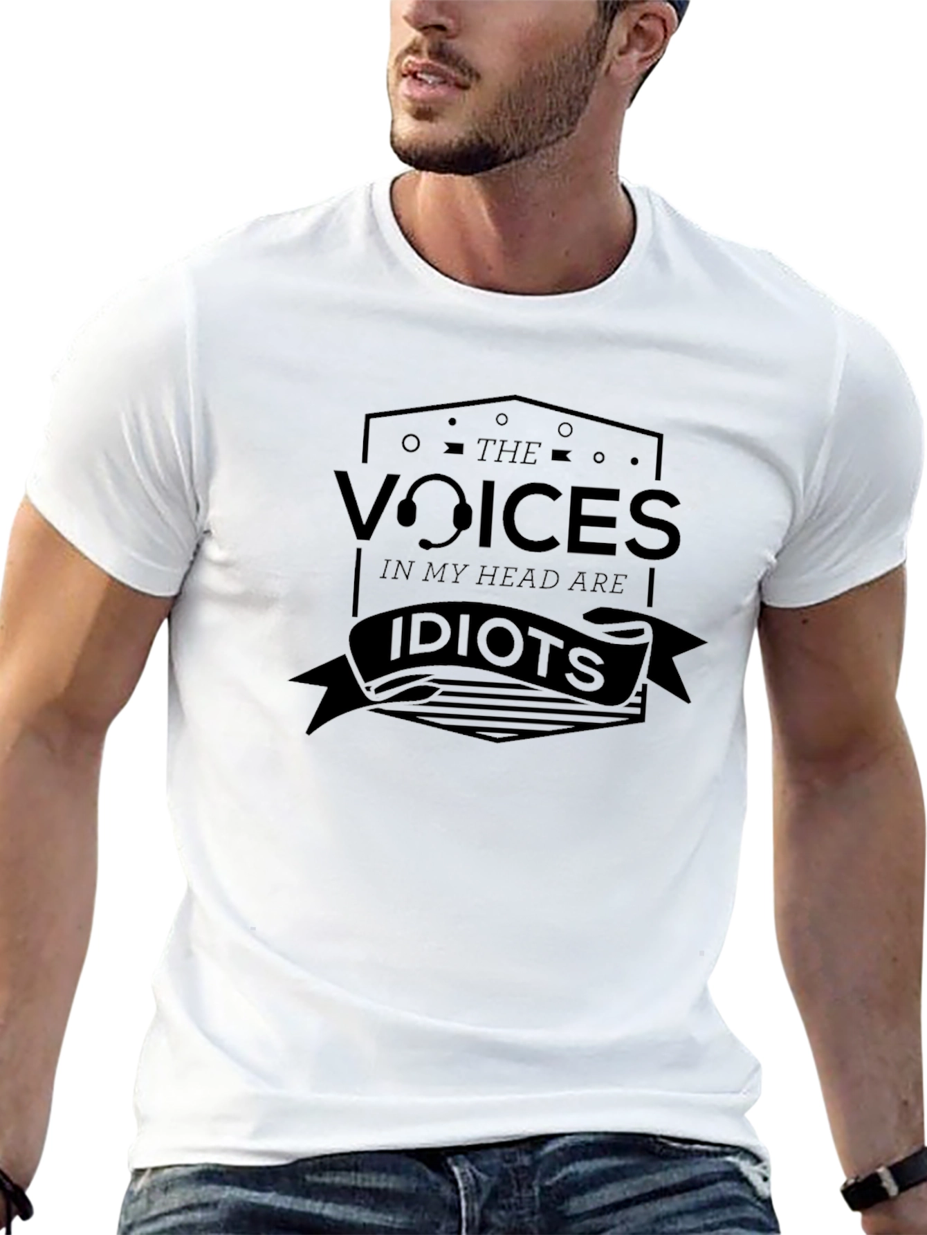 Voices In My Head Graphic Tee - Black Crew Neck
