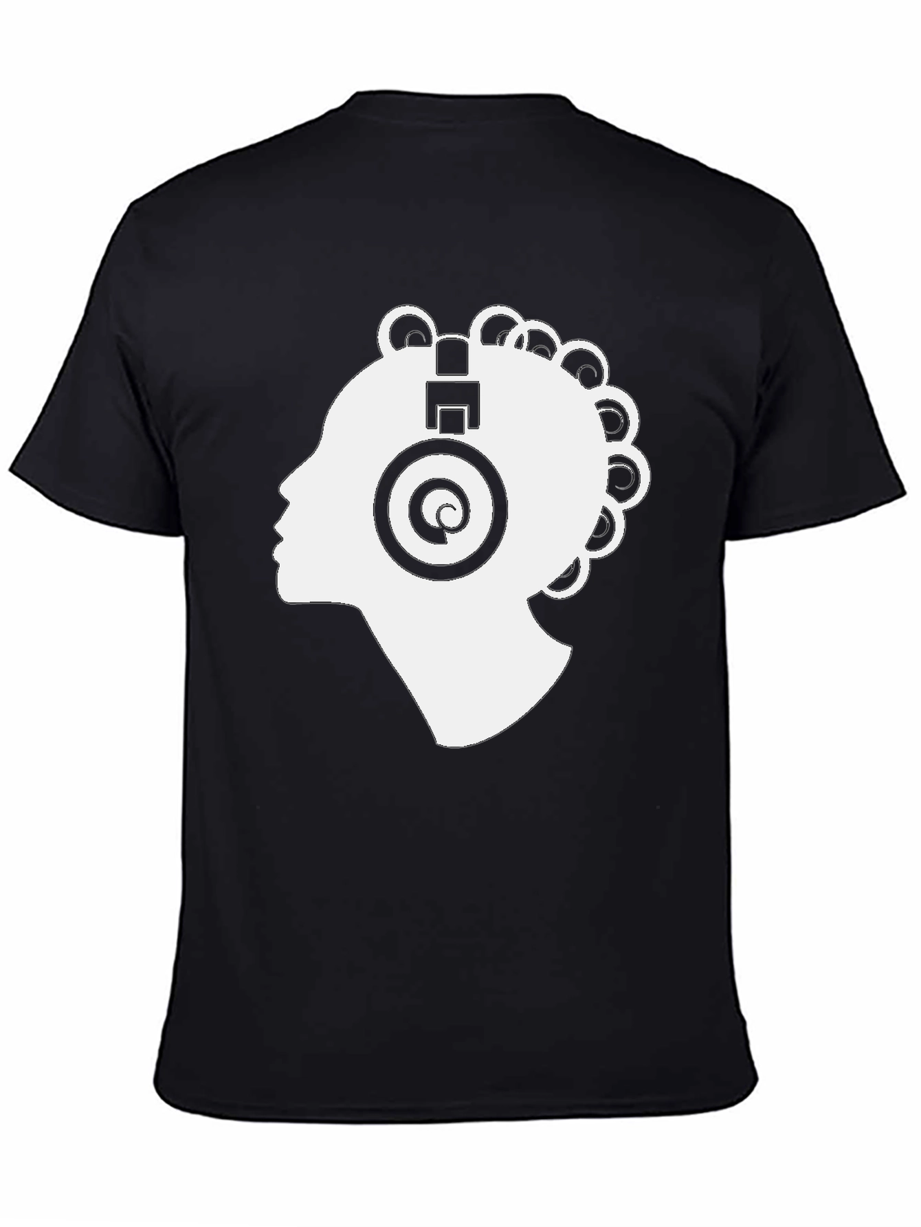 Stylish Black T-Shirt with White Headphone Graphic