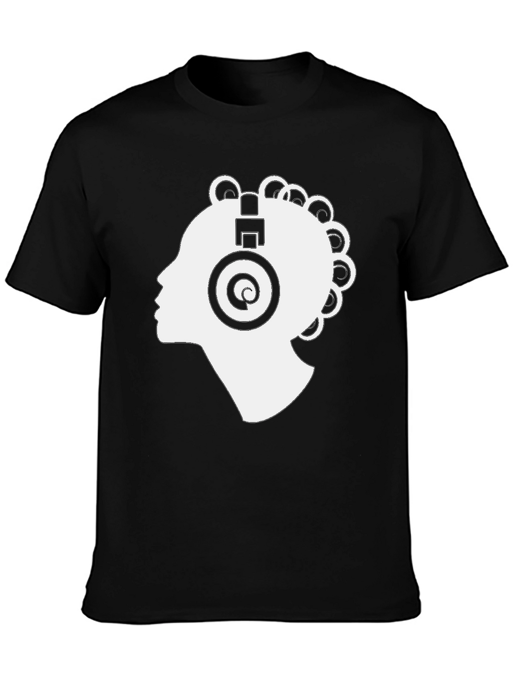 Stylish Black T-Shirt with White Headphone Graphic