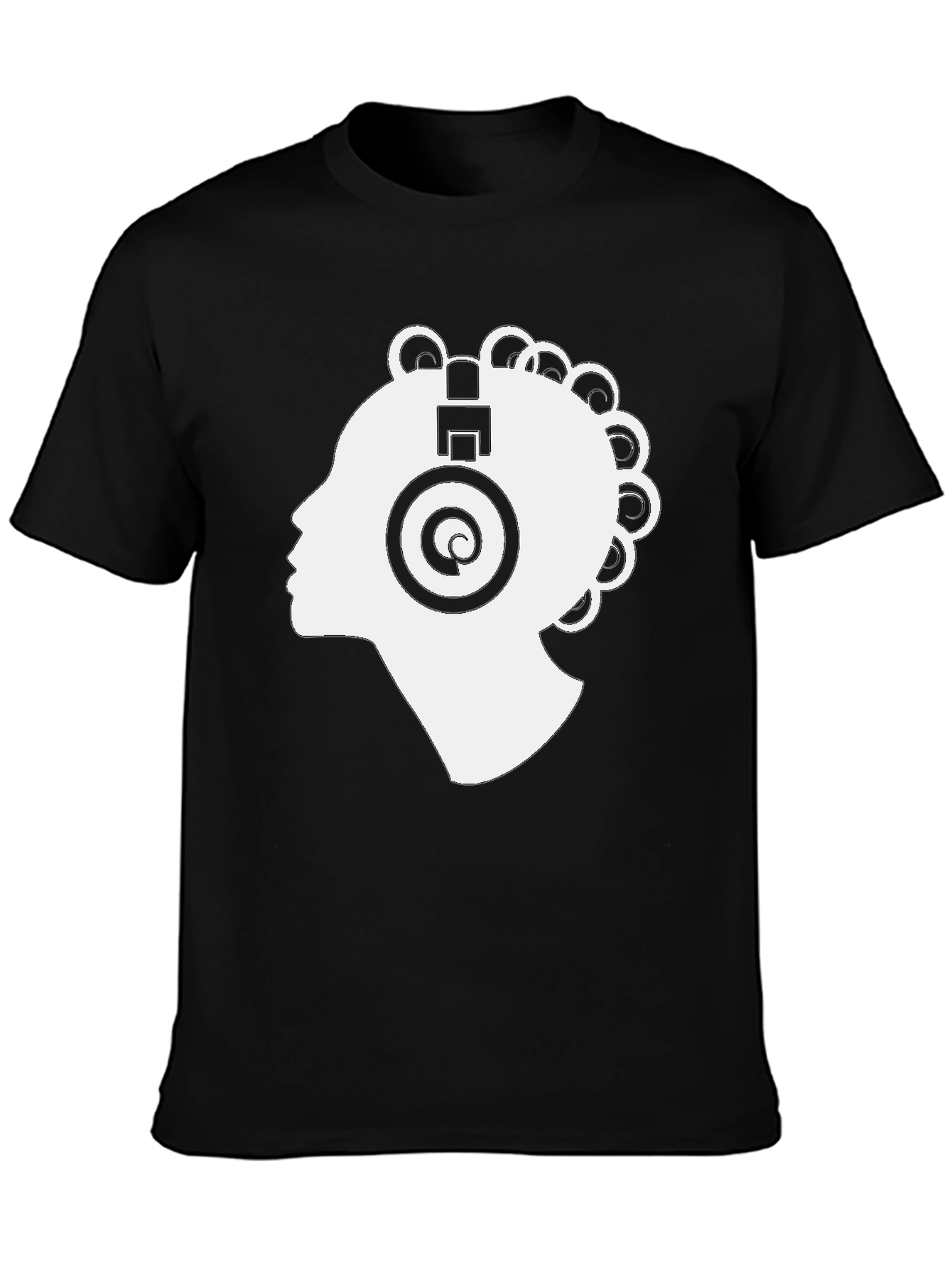 Stylish Black T-Shirt with White Headphone Graphic