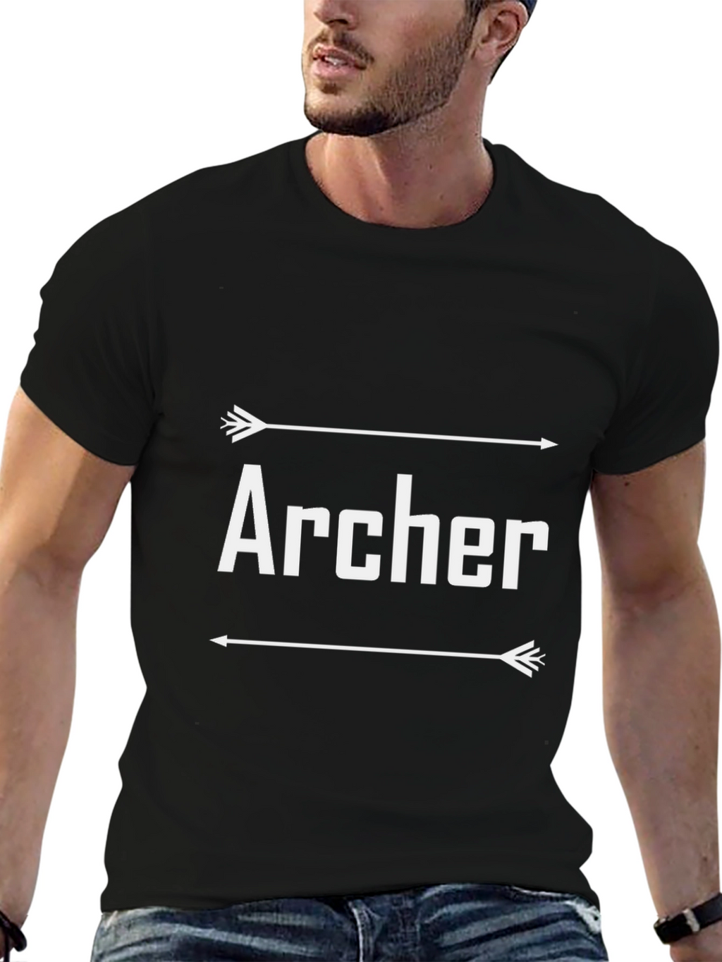 Archer Graphic Tee - Black Cotton T-Shirt