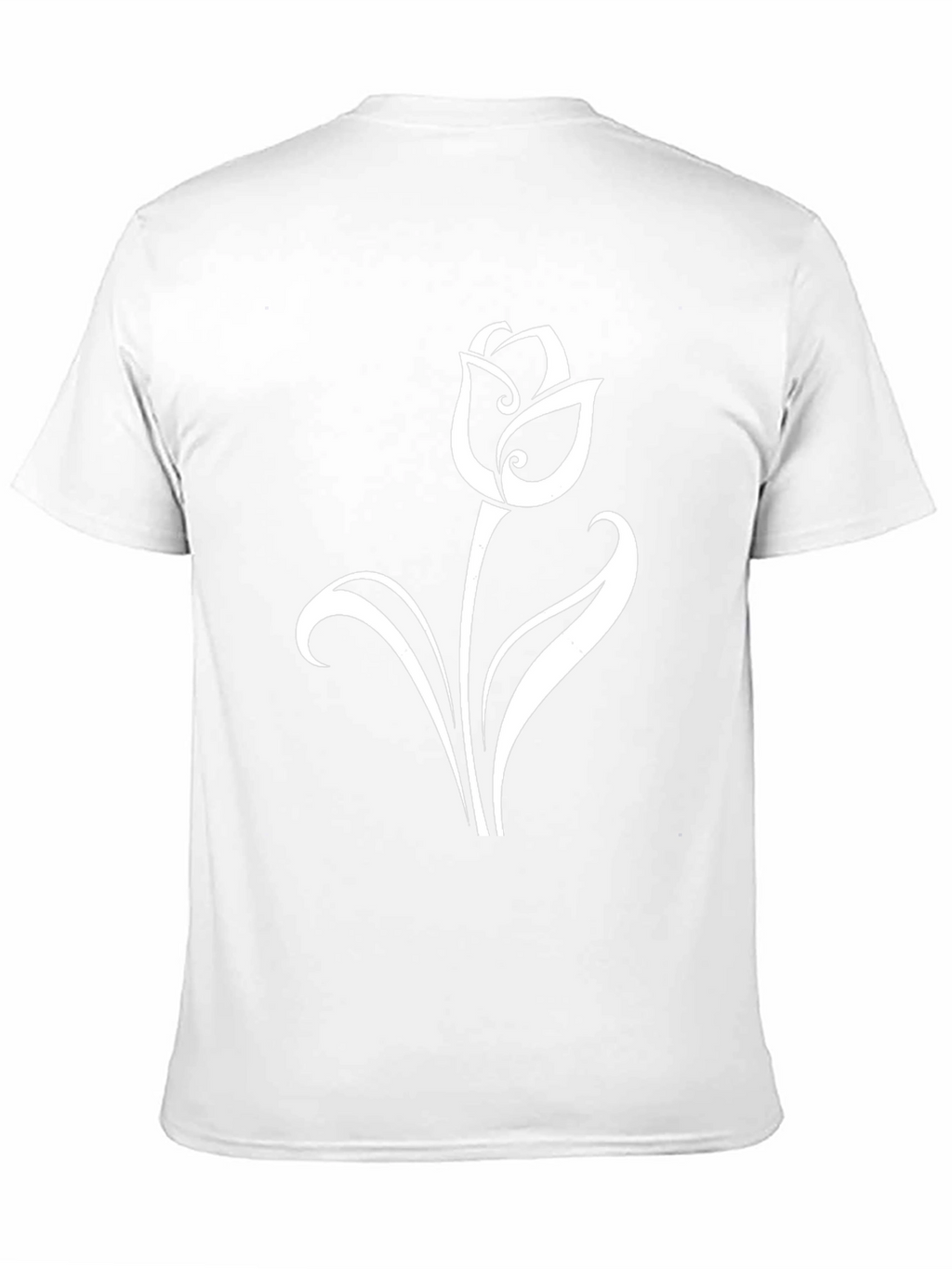 Black T-Shirt with Elegant White Tulip Design