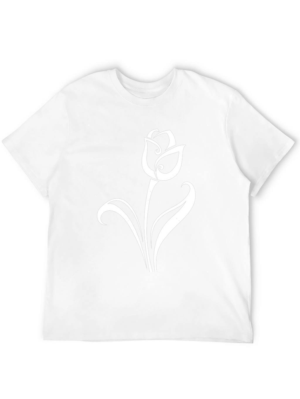 Black T-Shirt with Elegant White Tulip Design
