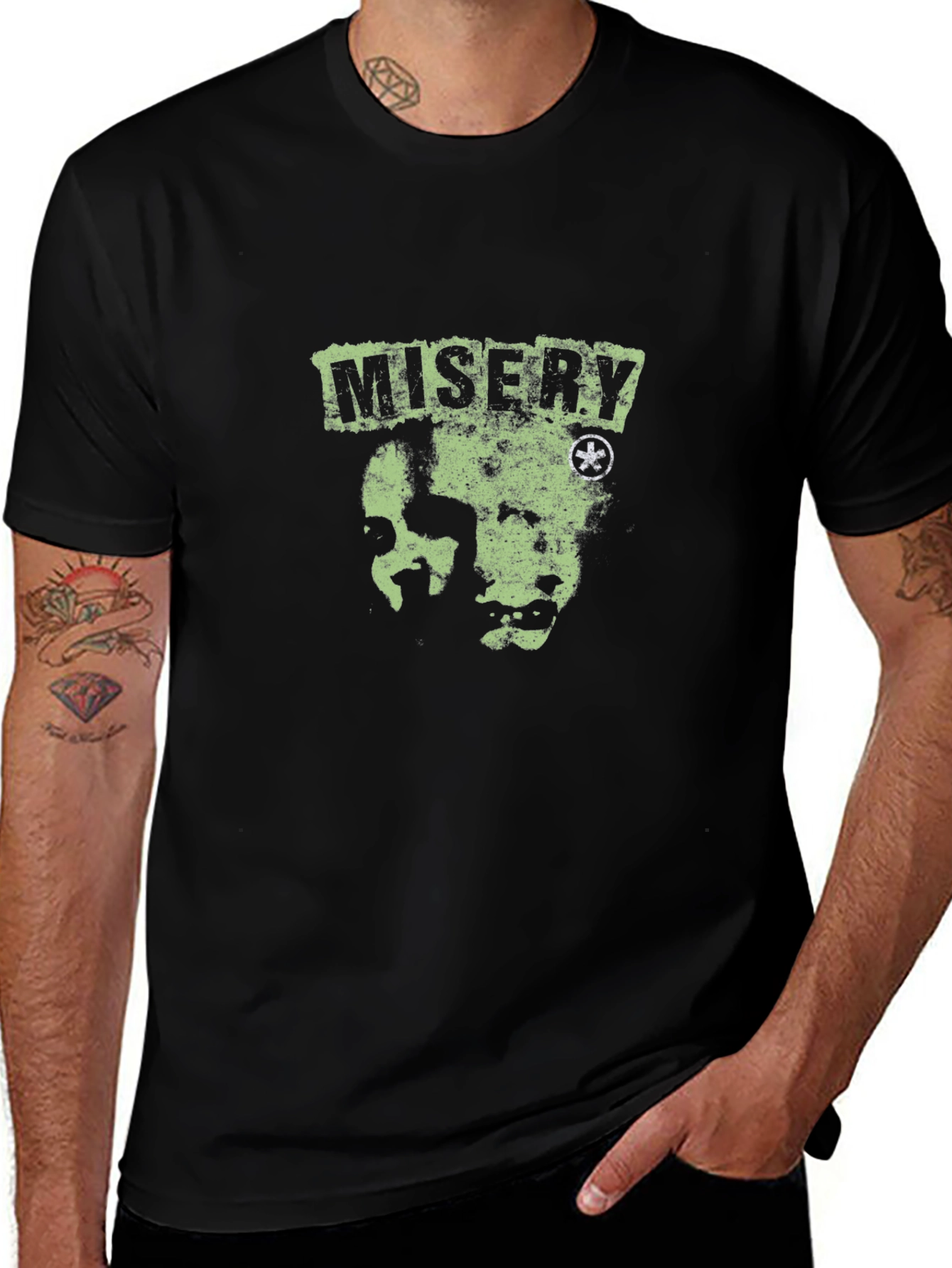 Misery Black T-Shirt with Graphic Print