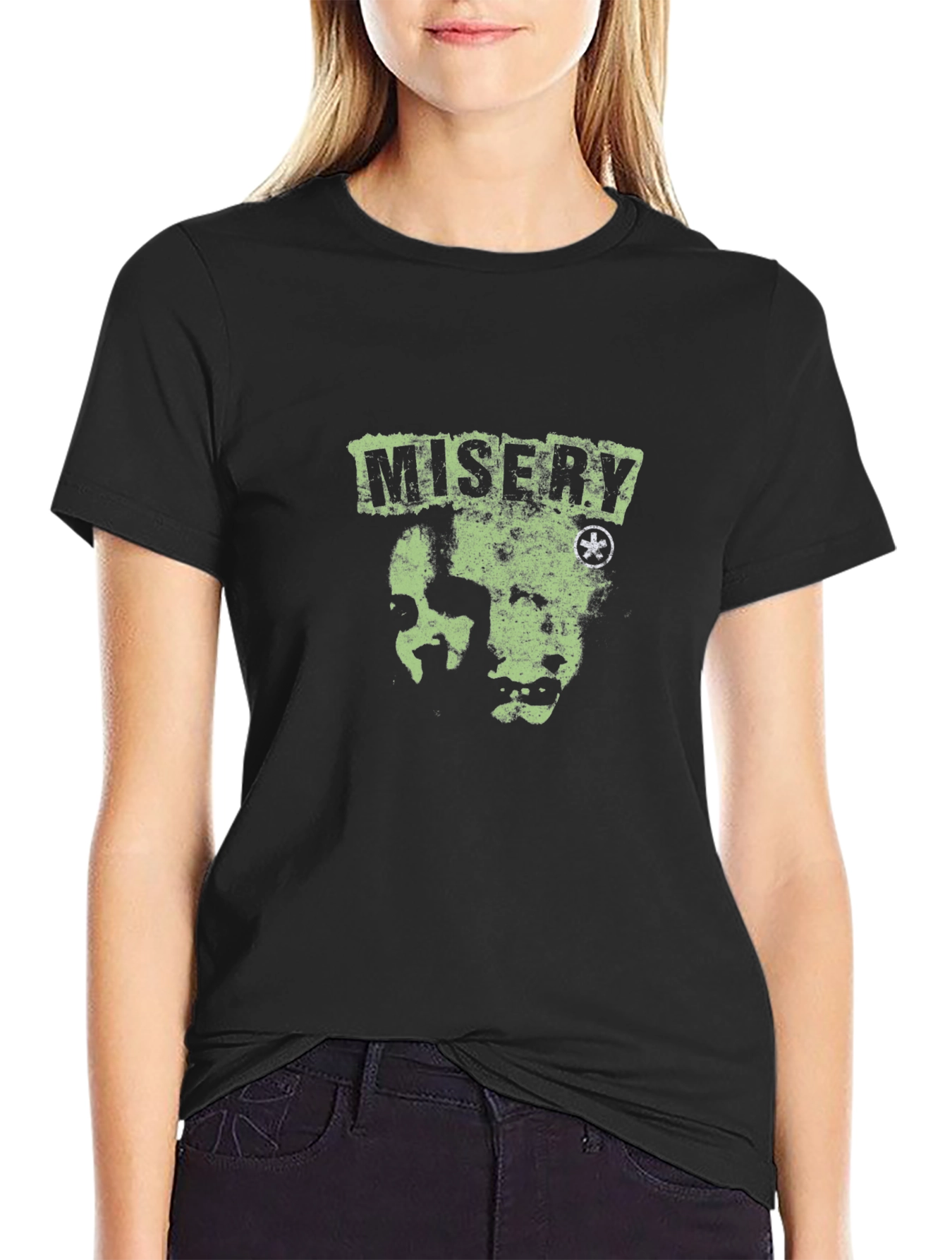 Misery Black T-Shirt with Graphic Print