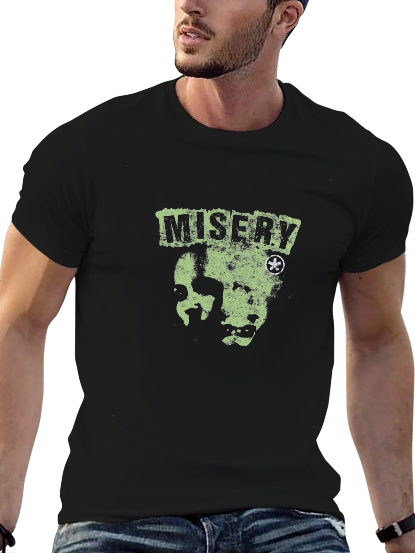 Misery Black T-Shirt with Graphic Print