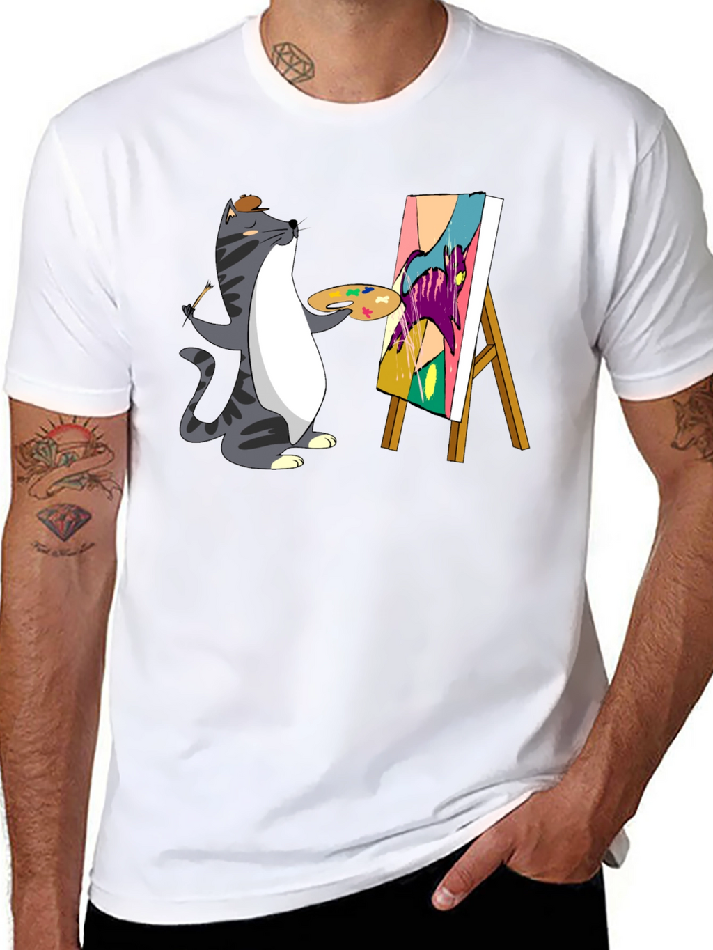 Cat Artist T-Shirt - Funny Graphic Tee