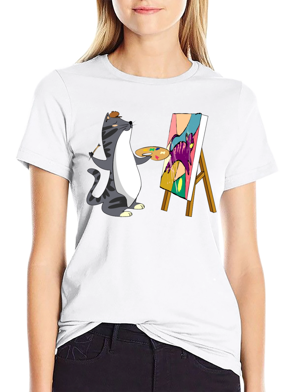 Cat Artist T-Shirt - Funny Graphic Tee