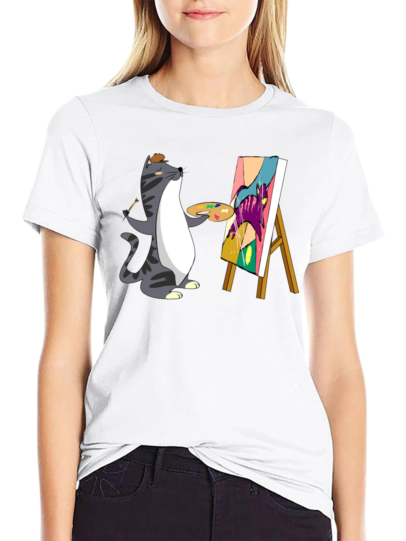 Cat Artist T-Shirt - Funny Graphic Tee