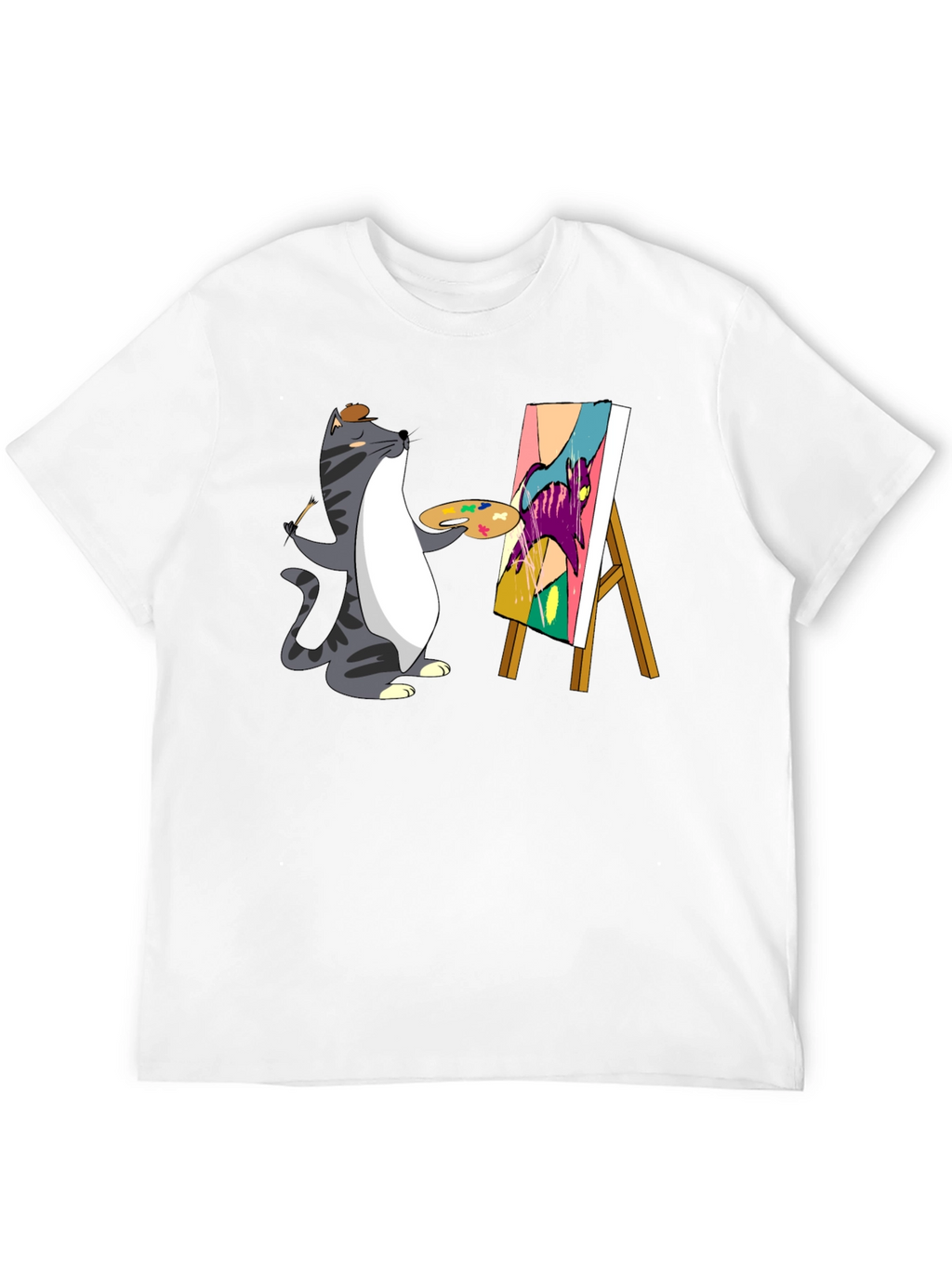 Cat Artist T-Shirt - Funny Graphic Tee