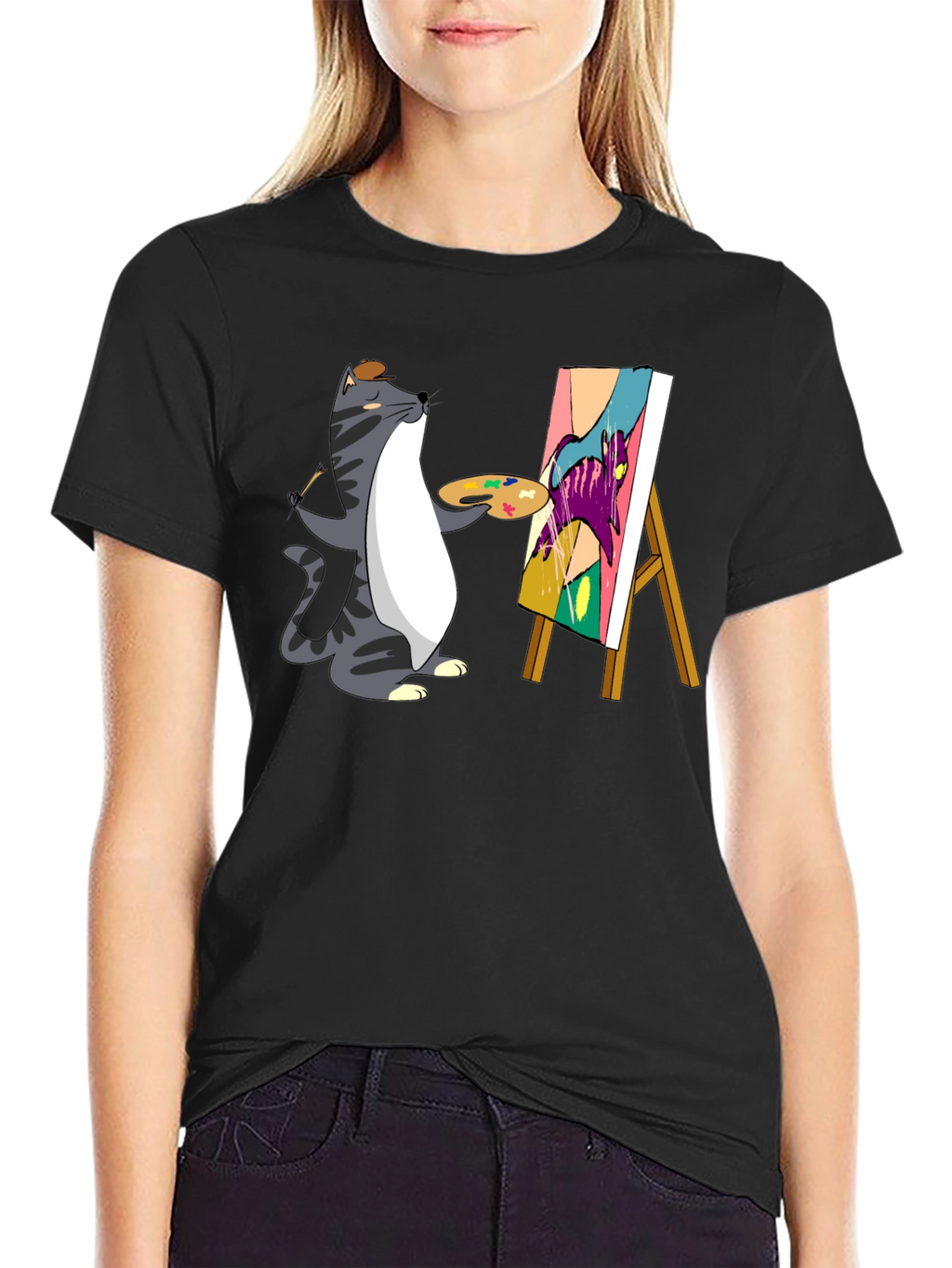 Cat Artist T-Shirt - Funny Graphic Tee
