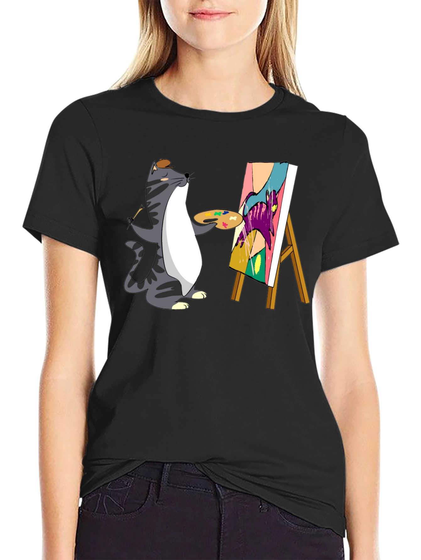 Cat Artist T-Shirt - Funny Graphic Tee