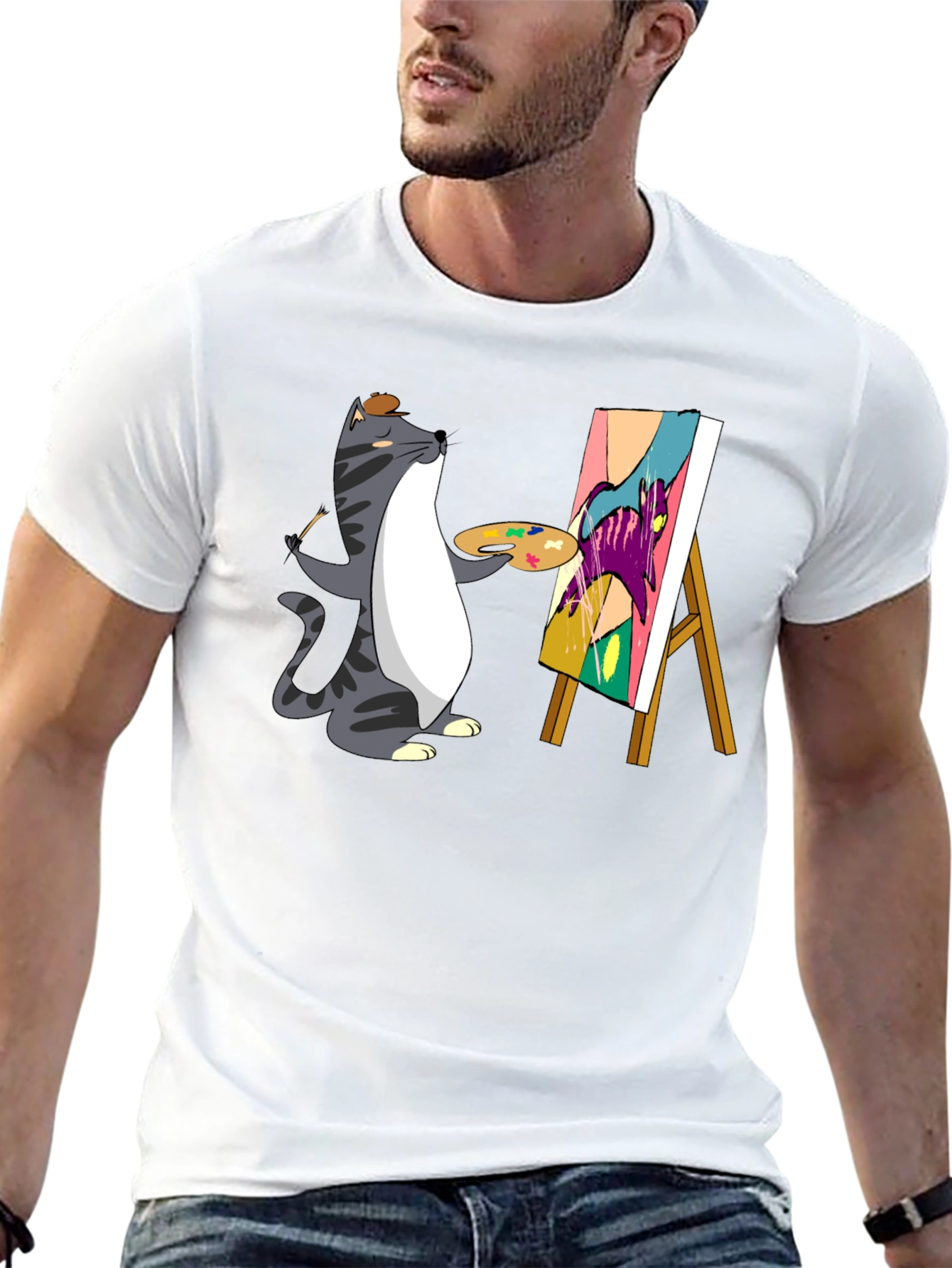 Cat Artist T-Shirt - Funny Graphic Tee