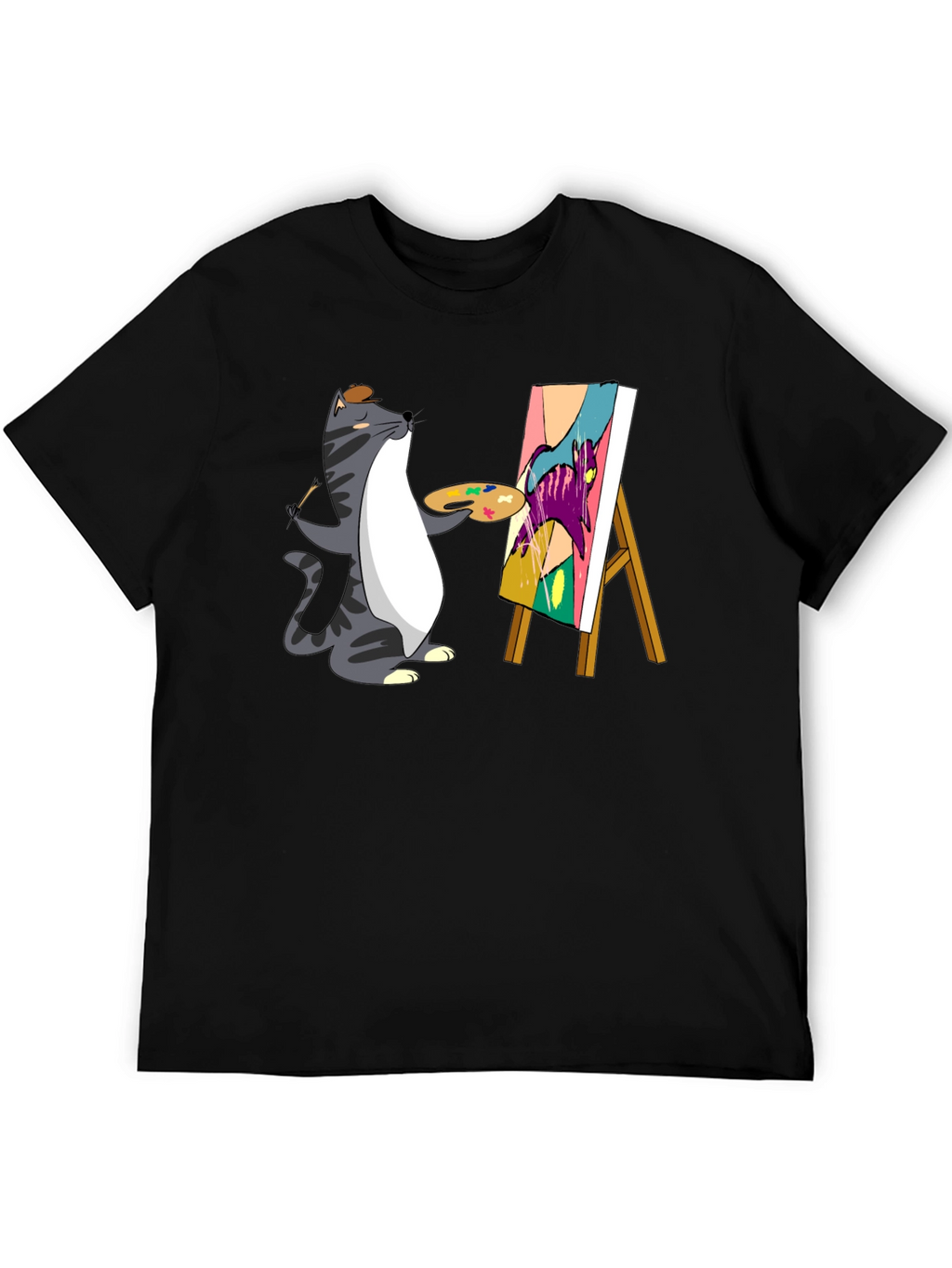 Cat Artist T-Shirt - Funny Graphic Tee