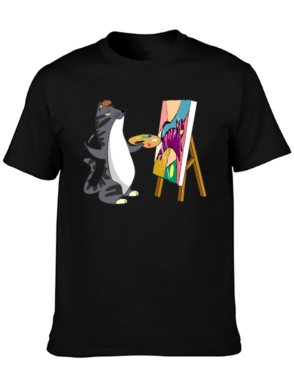Cat Artist T-Shirt - Funny Graphic Tee