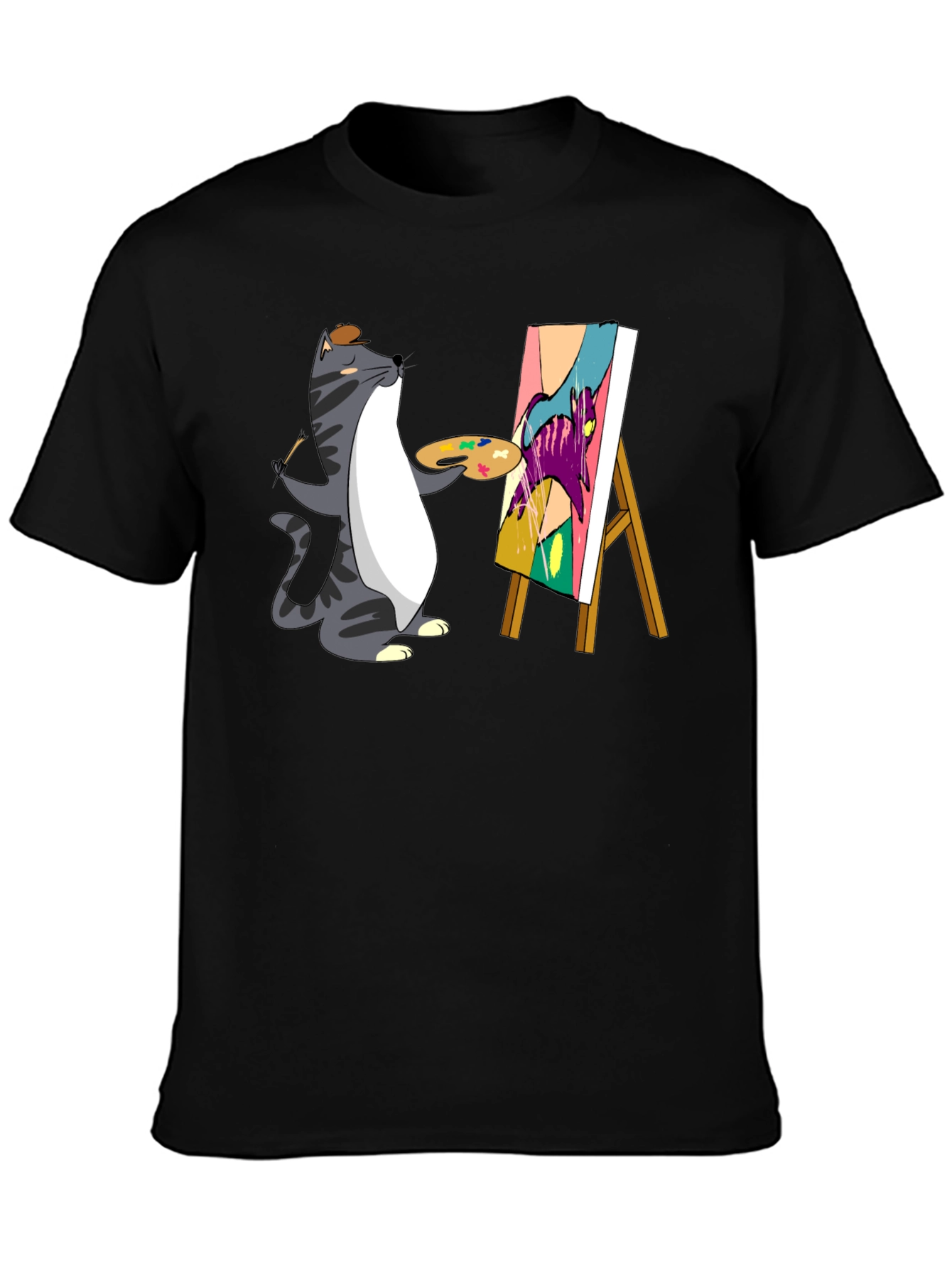 Cat Artist T-Shirt - Funny Graphic Tee