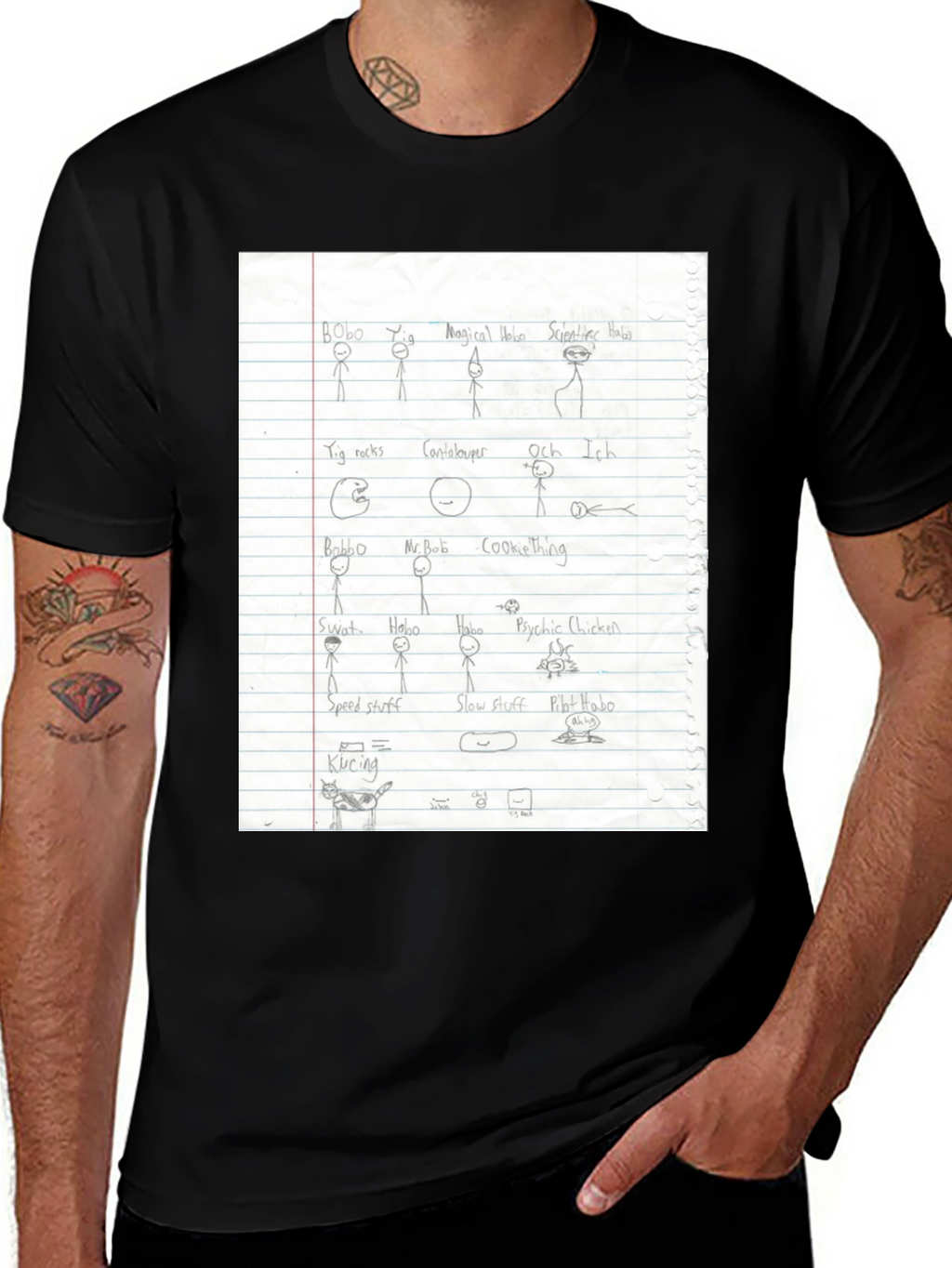 Doodle Sketch T-Shirt - Black