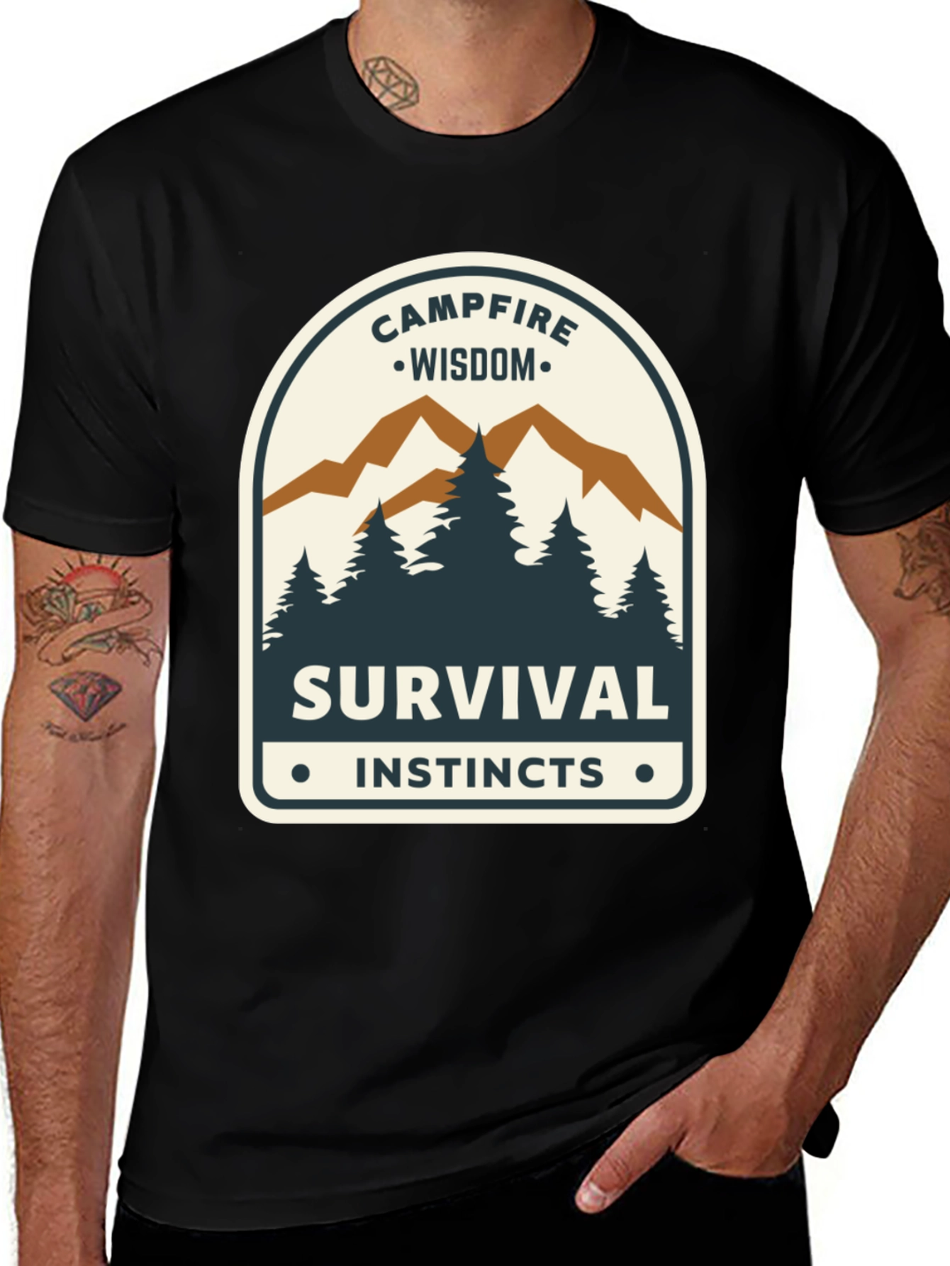 Campfire Wisdom Survival Instincts Graphic Tee
