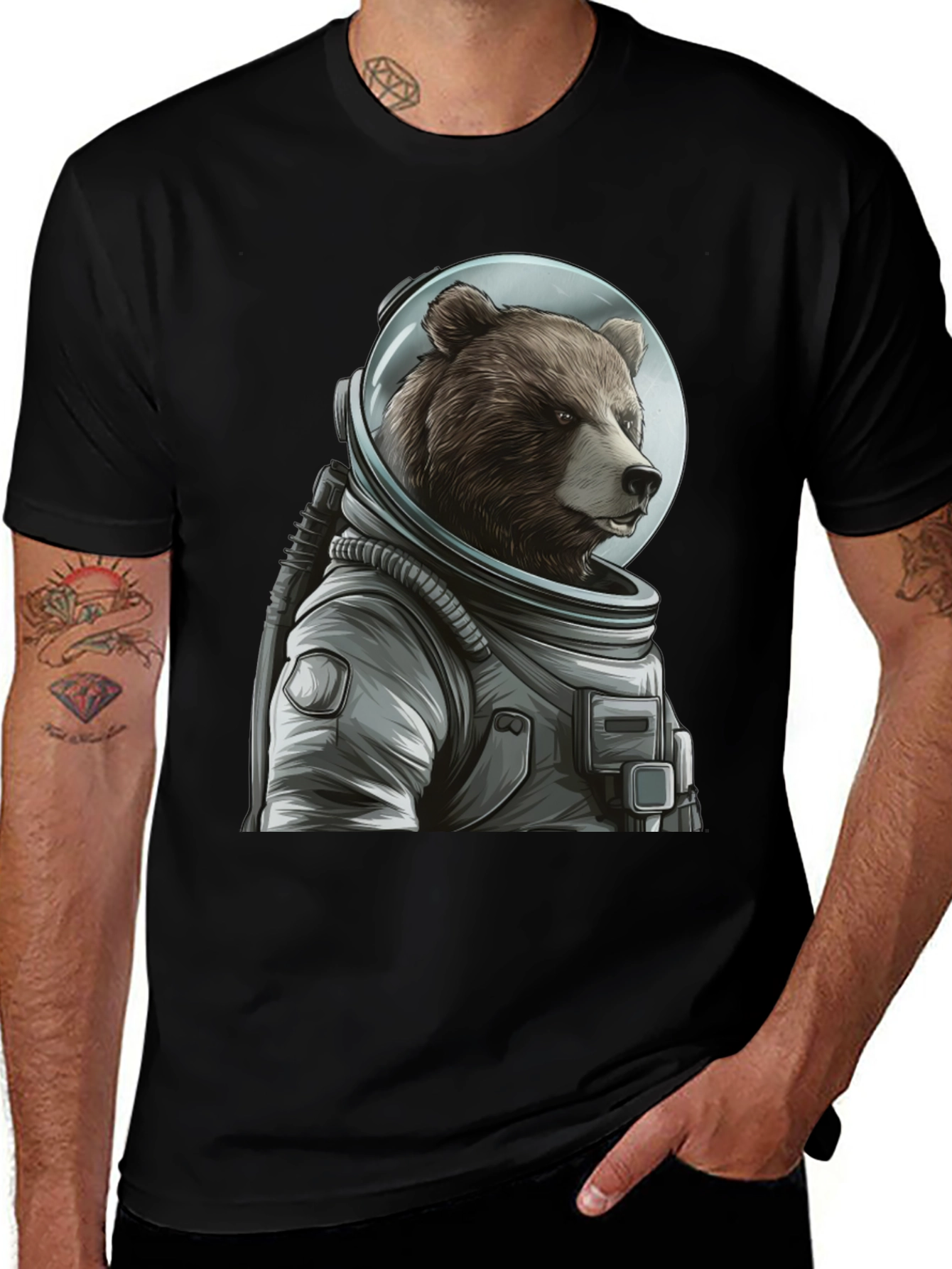 Bear Astronaut Graphic T-Shirt - Space Explorer