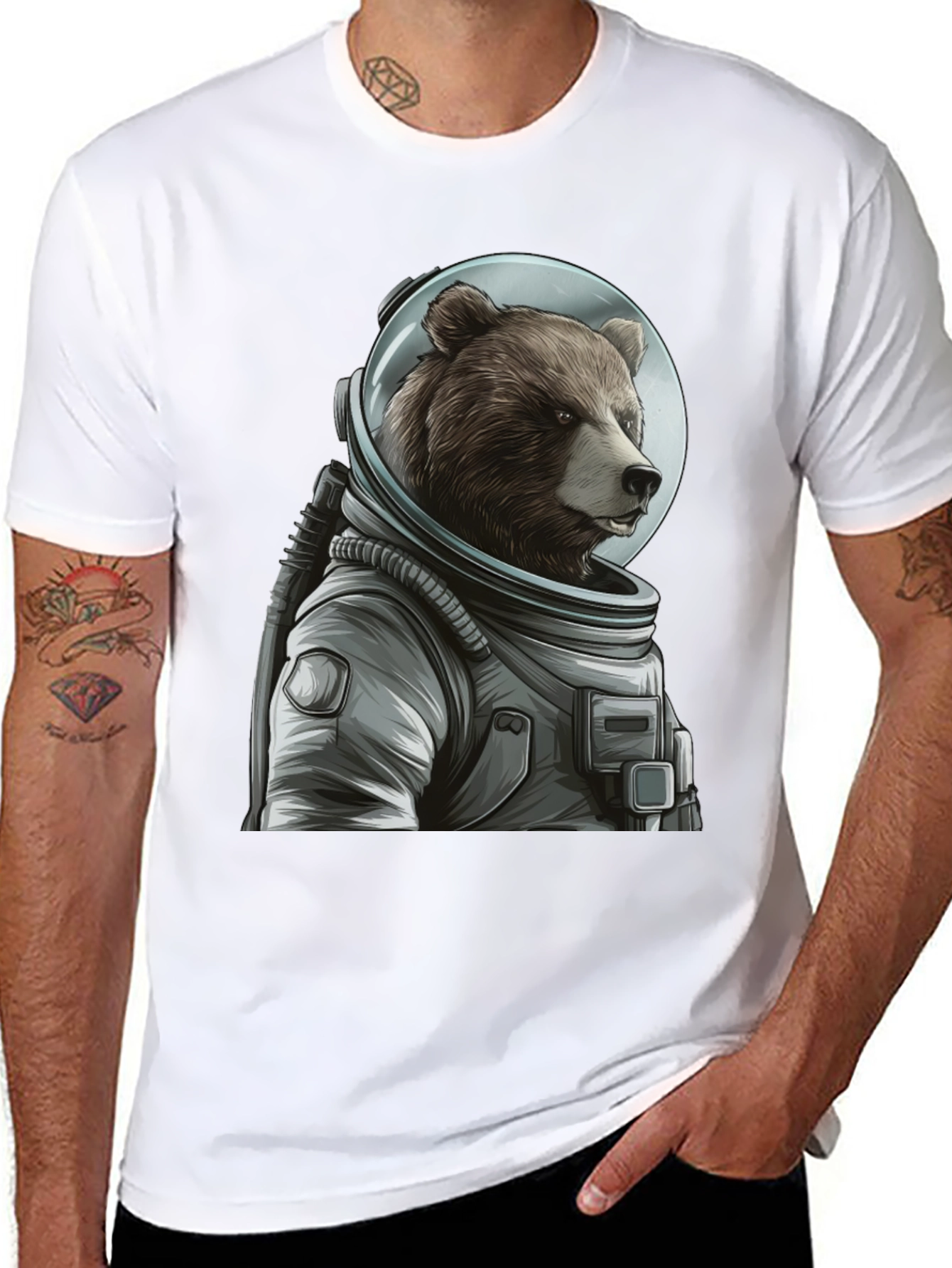 Bear Astronaut Graphic T-Shirt - Space Explorer