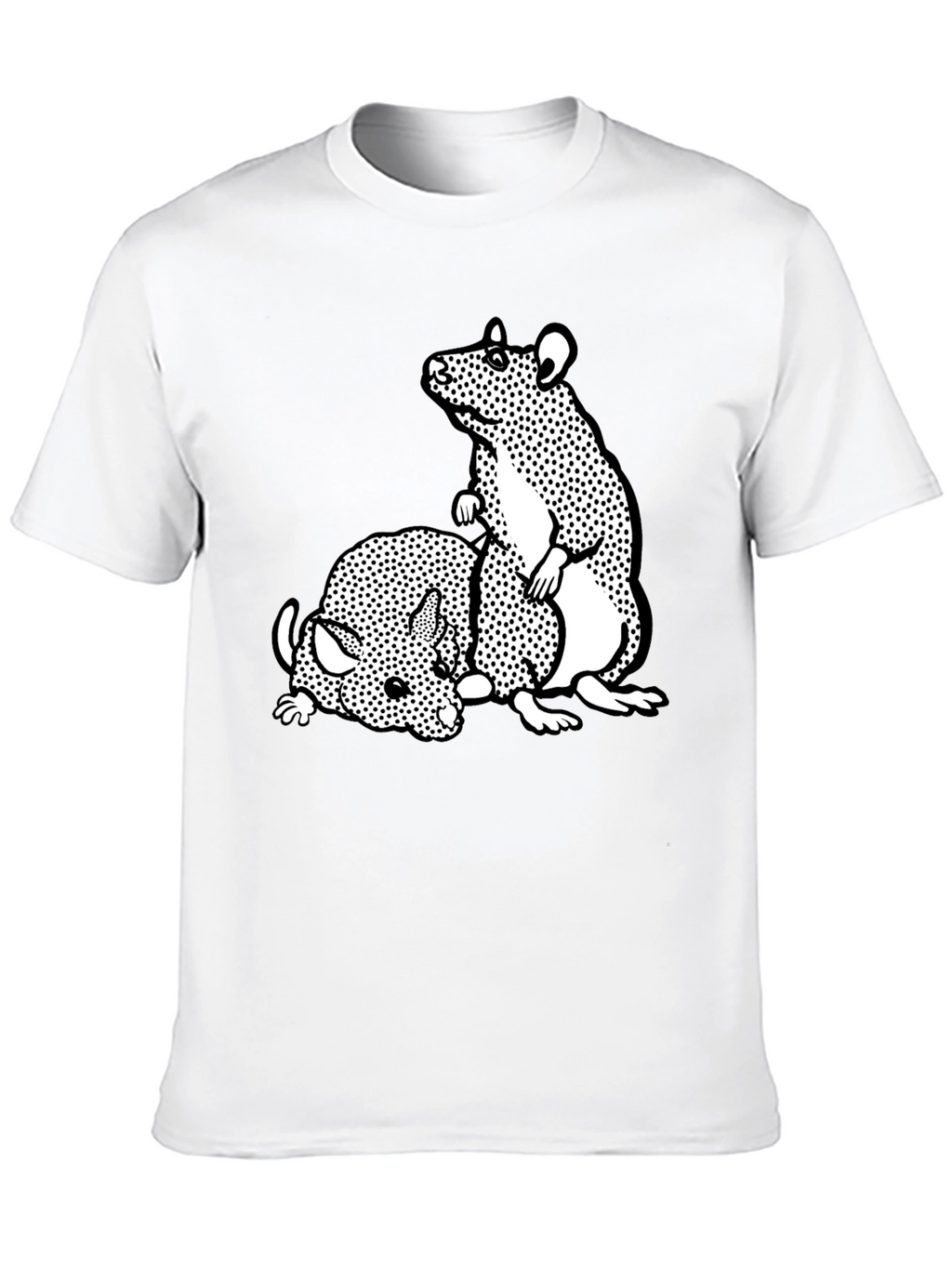 Black T-Shirt with Cartoon Rat Graphic