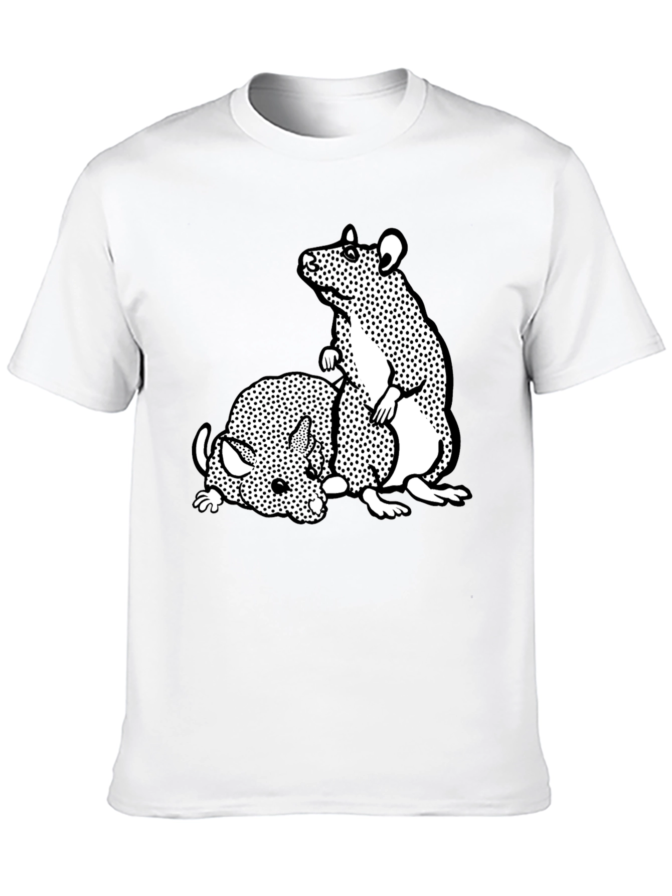 Black T-Shirt with Cartoon Rat Graphic
