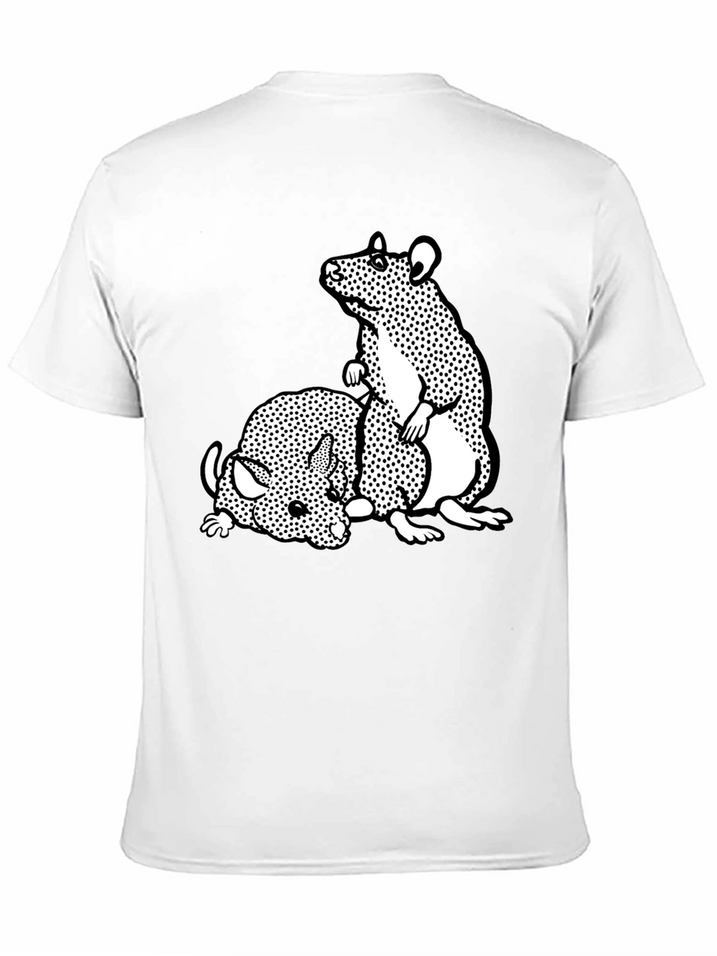 Black T-Shirt with Cartoon Rat Graphic