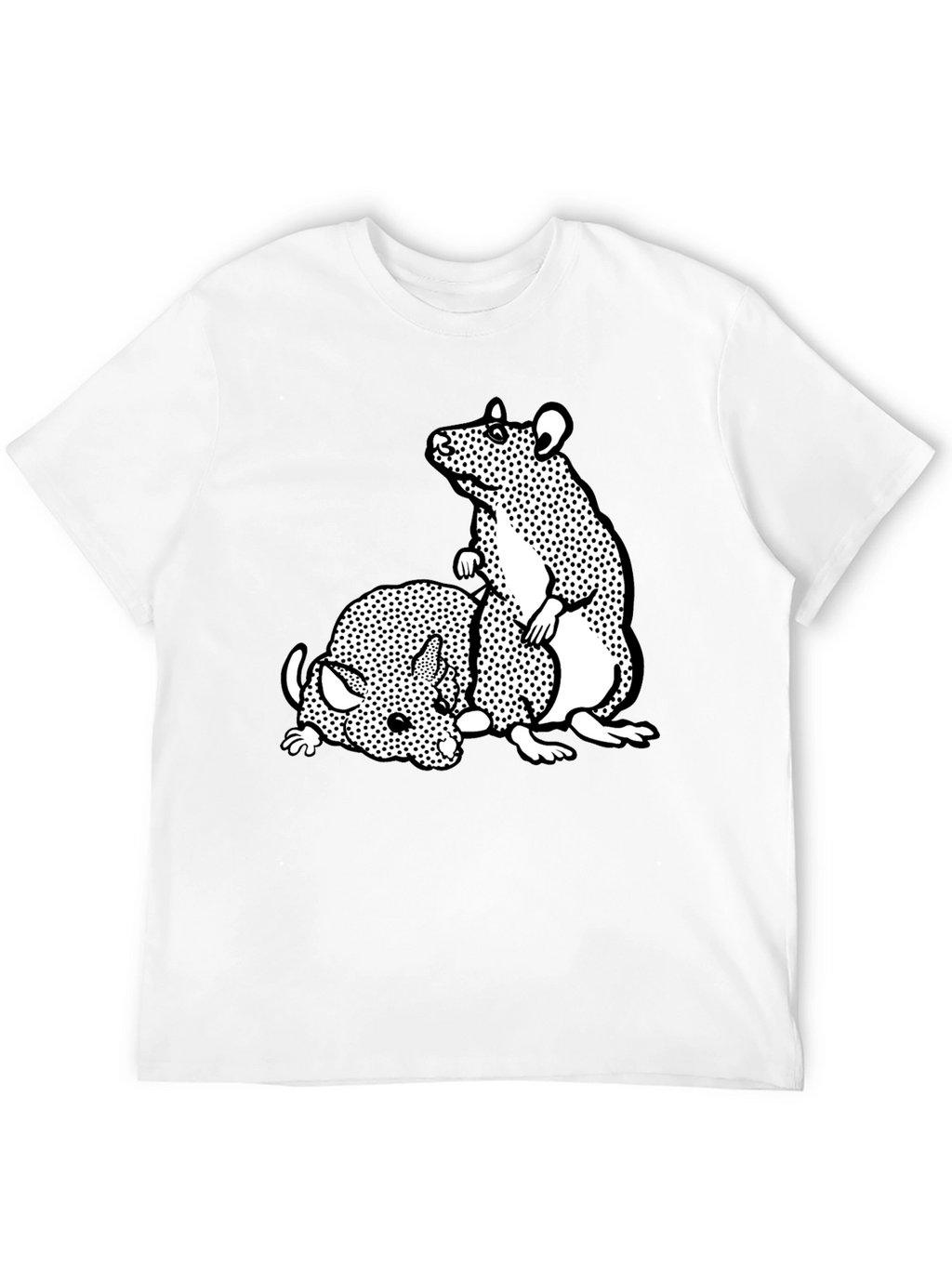 Black T-Shirt with Cartoon Rat Graphic