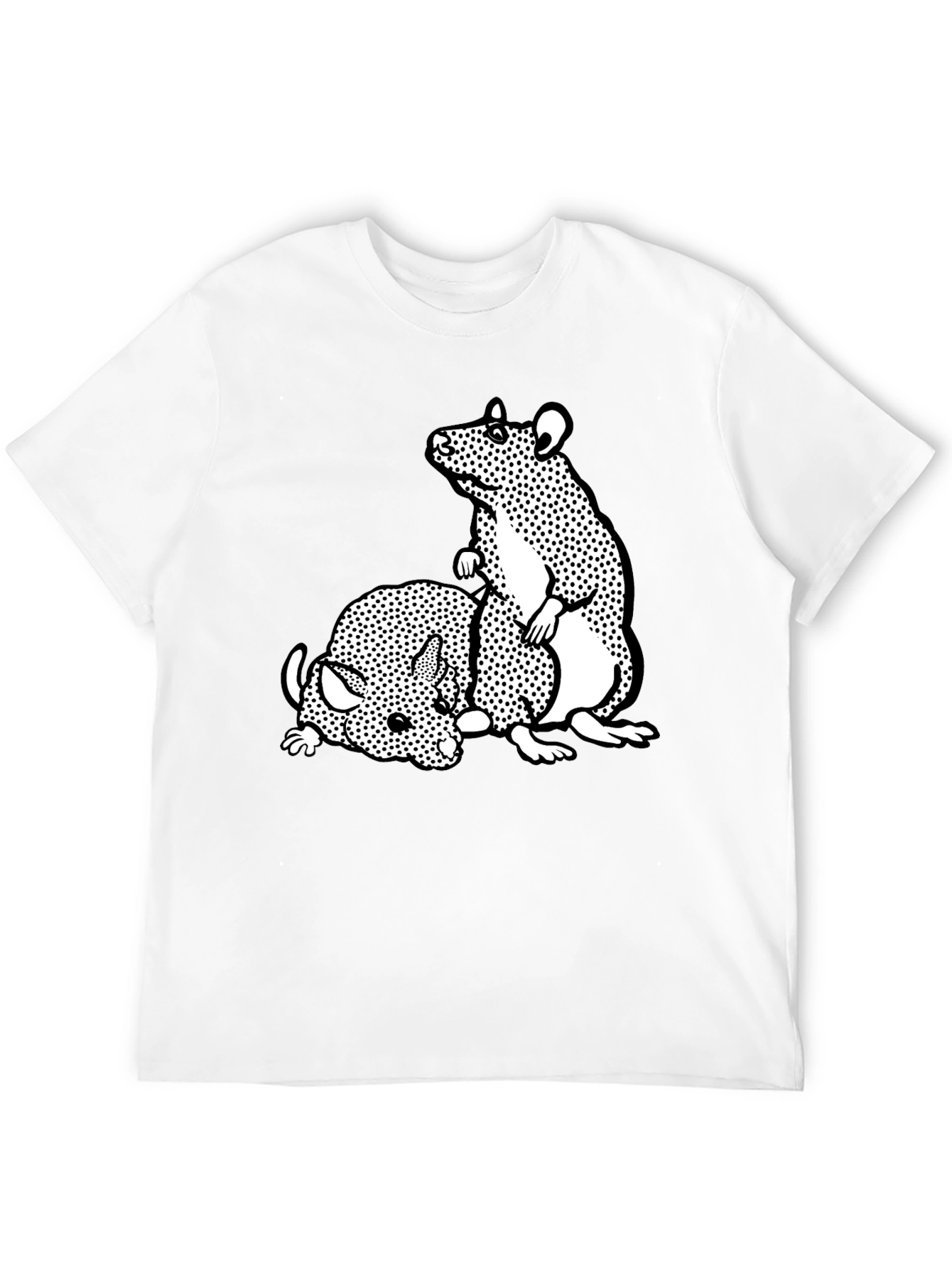 Black T-Shirt with Cartoon Rat Graphic