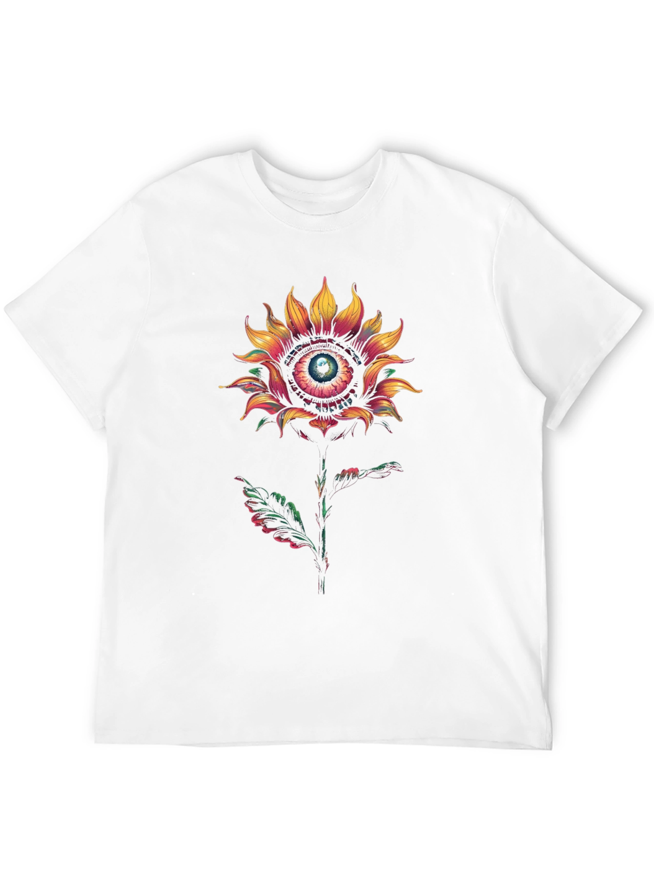 Eye See You Sunflower Graphic Tee - Modern Black Cotton T-Shirt