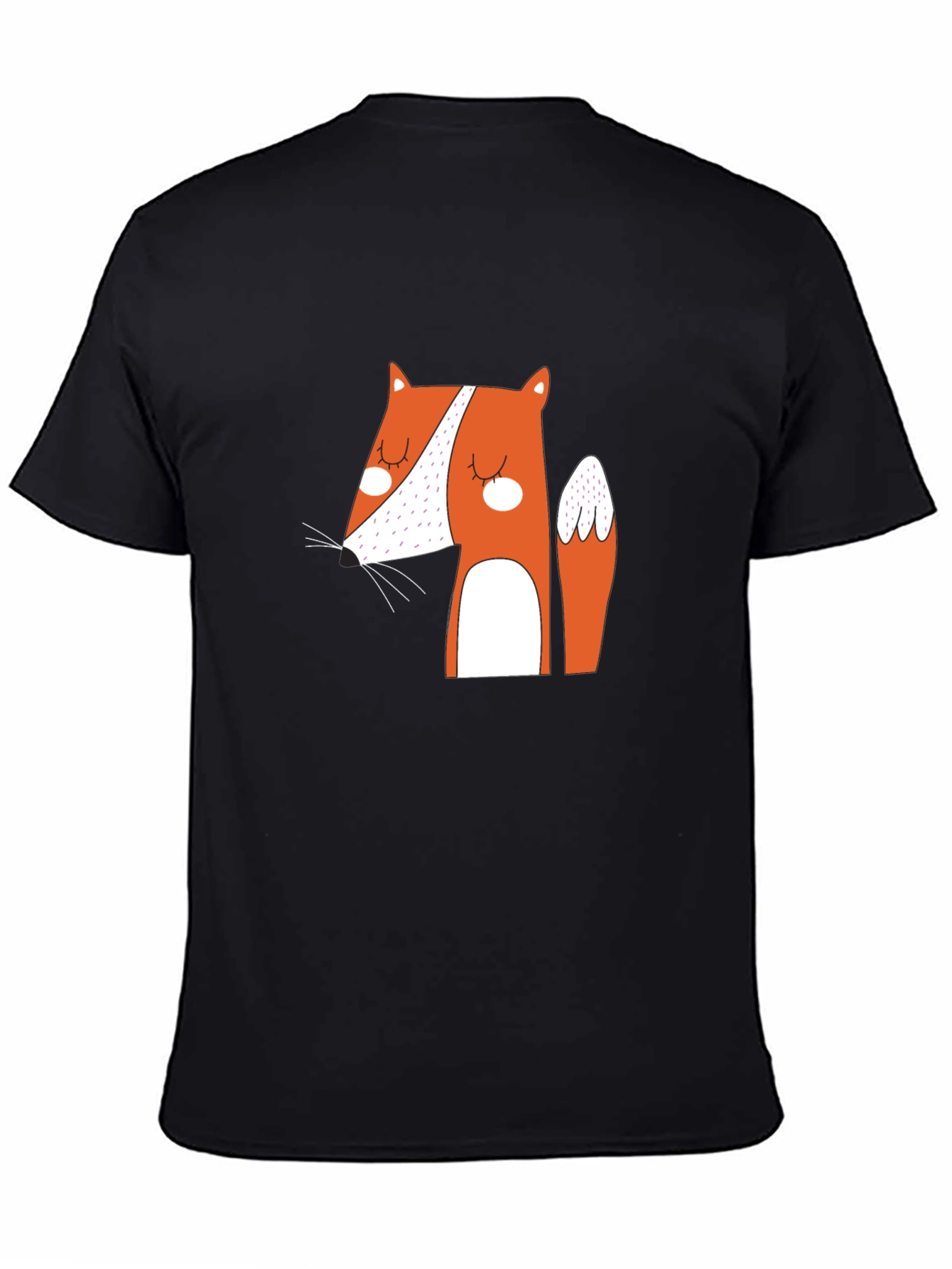 Cute Fox Graphic Black T-Shirt